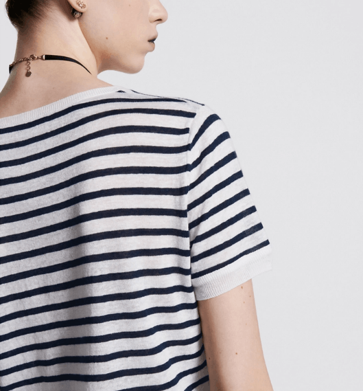 Dior o1w1db10725 424S64 Short-Sleeved Sweater in Navy Blue/White Size XS / US 0-2 / IT 36-38 - 6 Thumbnail
