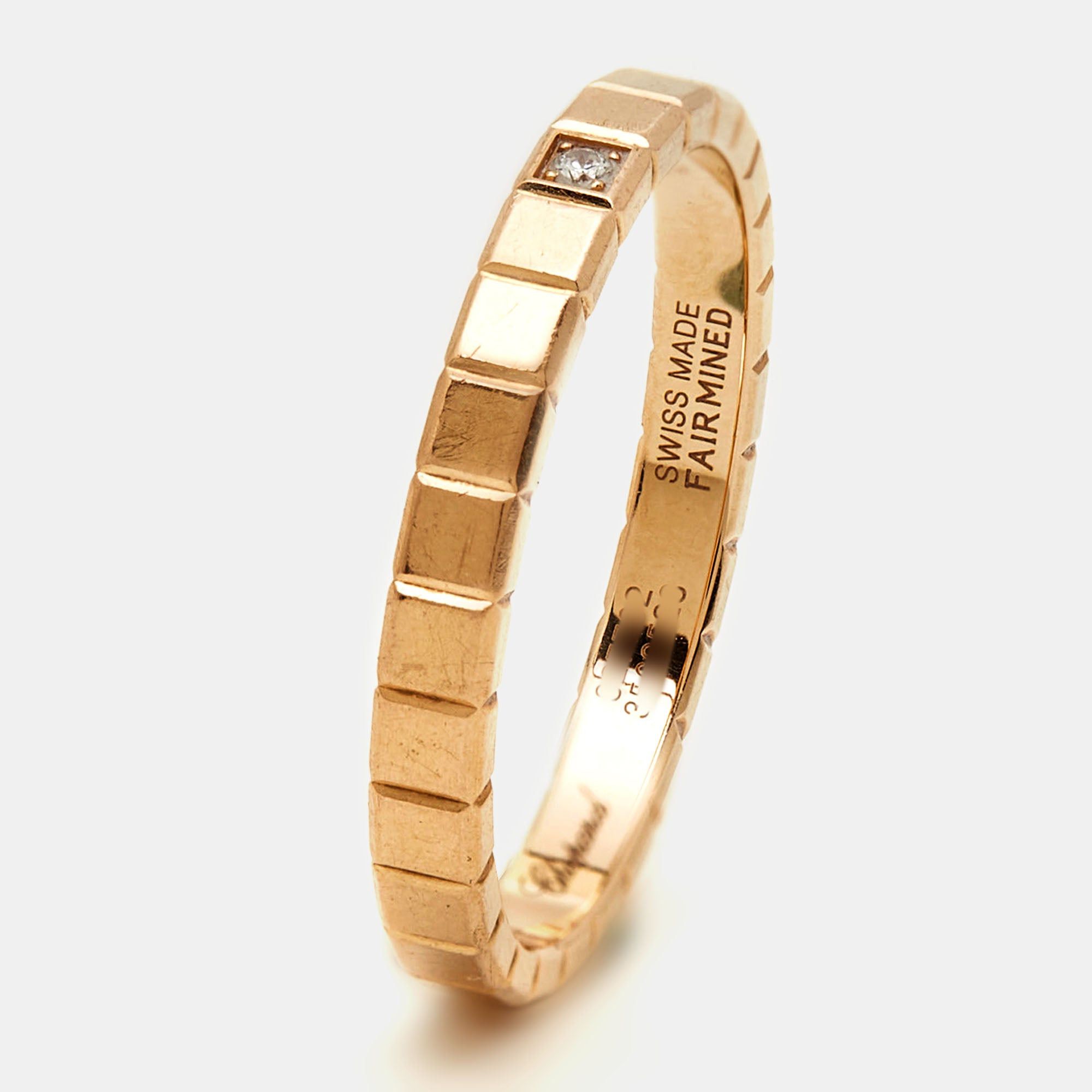 image of Chopard Ice Cube Diamond 18K Rose Gold Ring Size 53, Women's