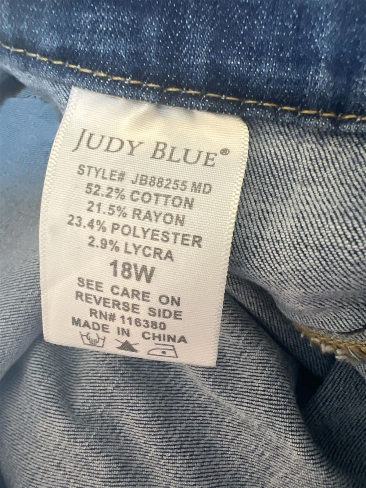 Designer Judy Blue Skinny Fit Jeans, Mid Rise Distressed Pull On 18W Size 40" / US 18 - 6 Thumbnail