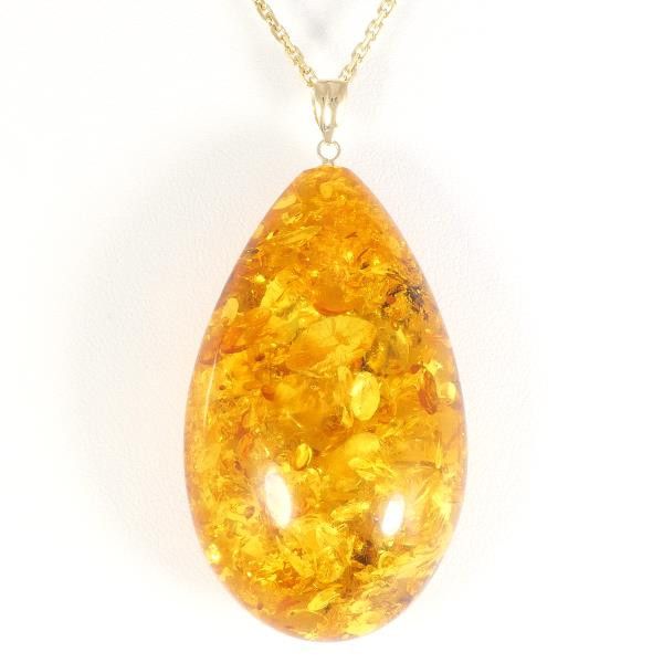 Other Other K18 Yellow Gold Amber Necklace Metal Necklace in Excellent Condition Size ONE SIZE - 1 Thumbnail