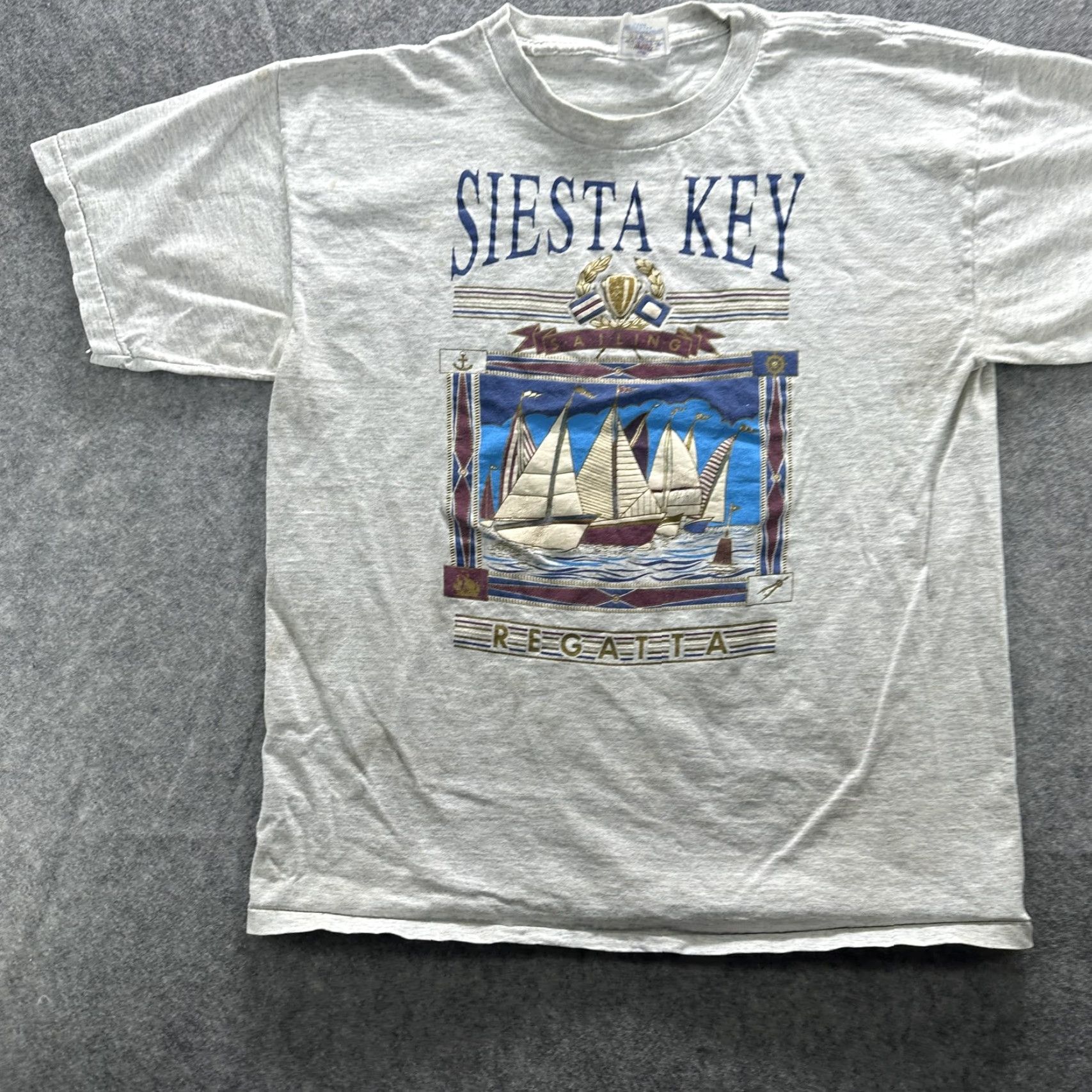 Vintage VINTAGE Siesta Key Regatta Shirt Mens Large Gray Sailing Graphic Tee USA 90s SS Size US L / EU 52-54 / 3 - 2 Thumbnail