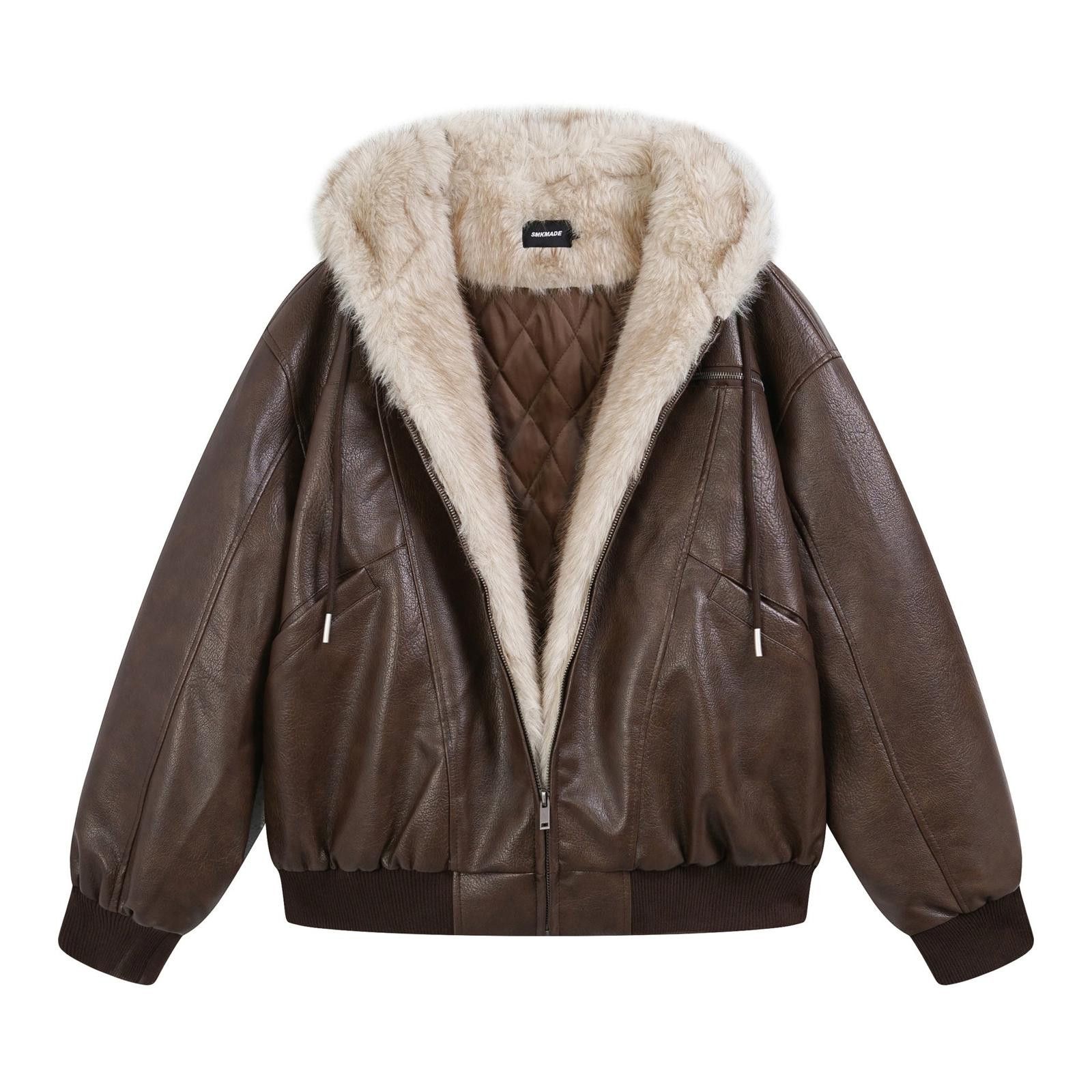Japanese Brand Black Faux Leather Bomber Jacket with Fur Lining Size US M / EU 48-50 / 2 - 7 Thumbnail
