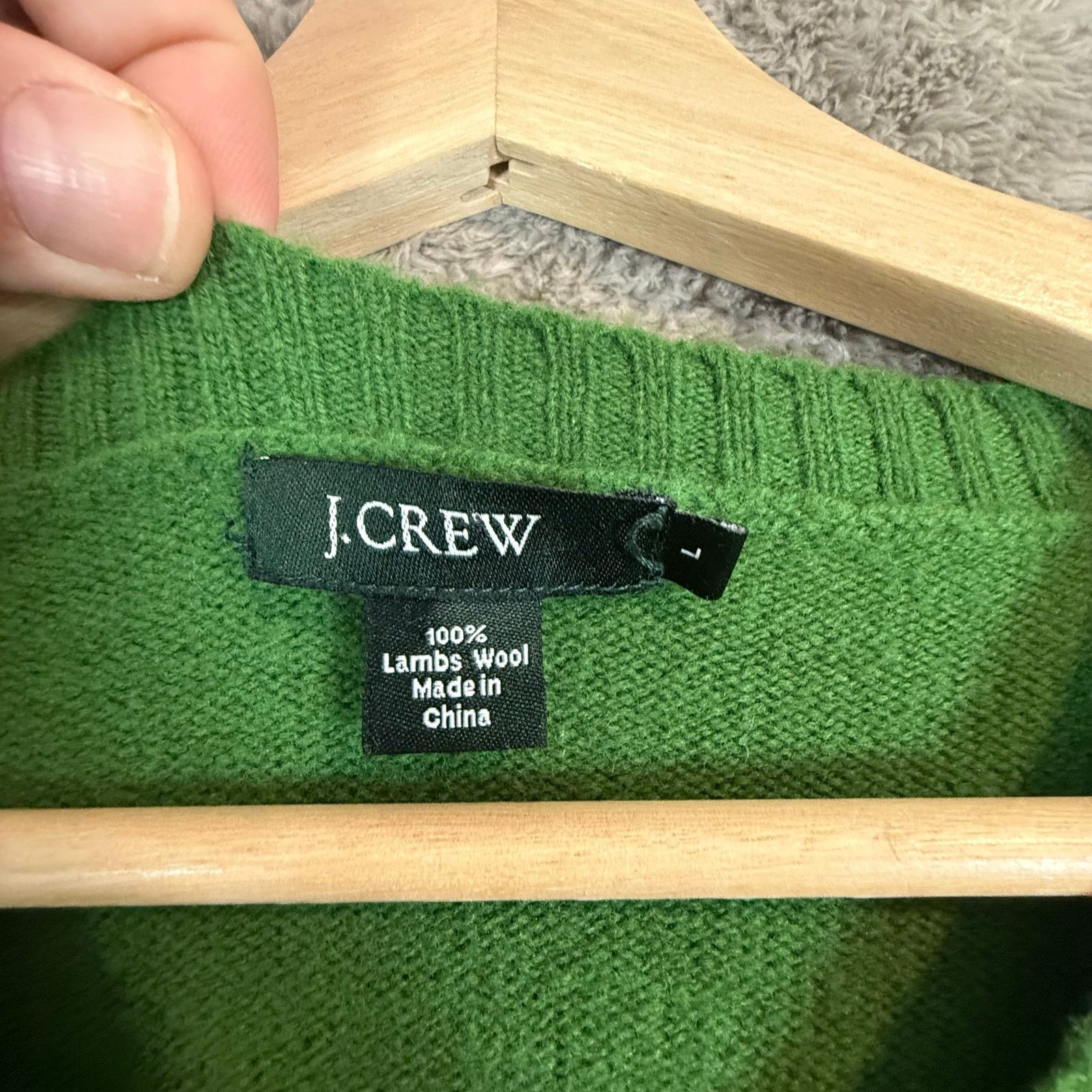 J.Crew J. Crew Green Blue V Neck Argyle Sweater Lambswool Men's L Size US L / EU 52-54 / 3 - 3 Thumbnail