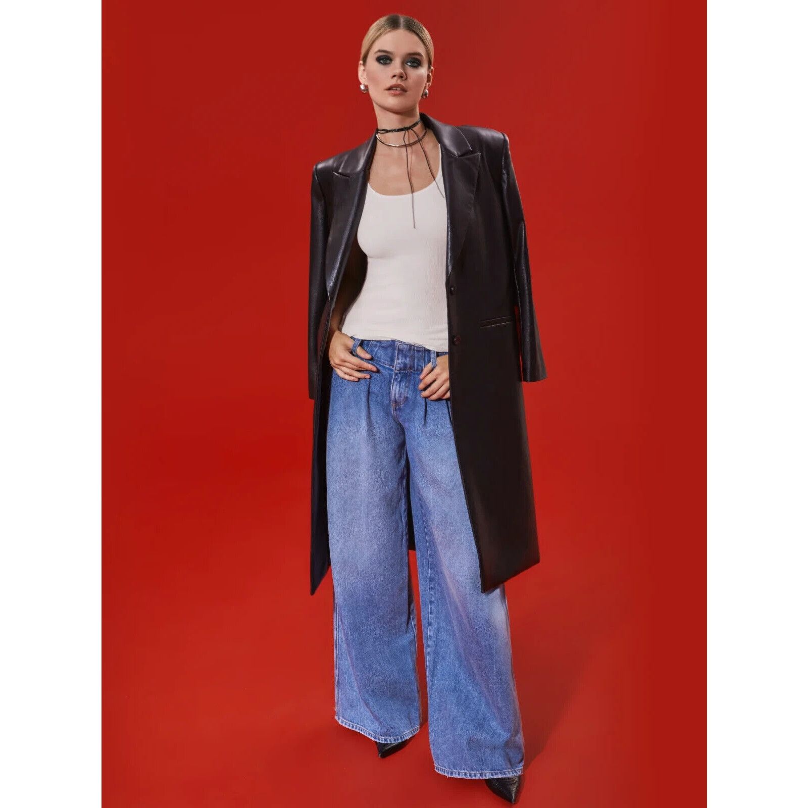 Alice + Olivia ALICE + OLIVIA ANDERS LOW RISE PLEATED WIDE JEAN PANT SZ 31 Size 31" - 4 Thumbnail