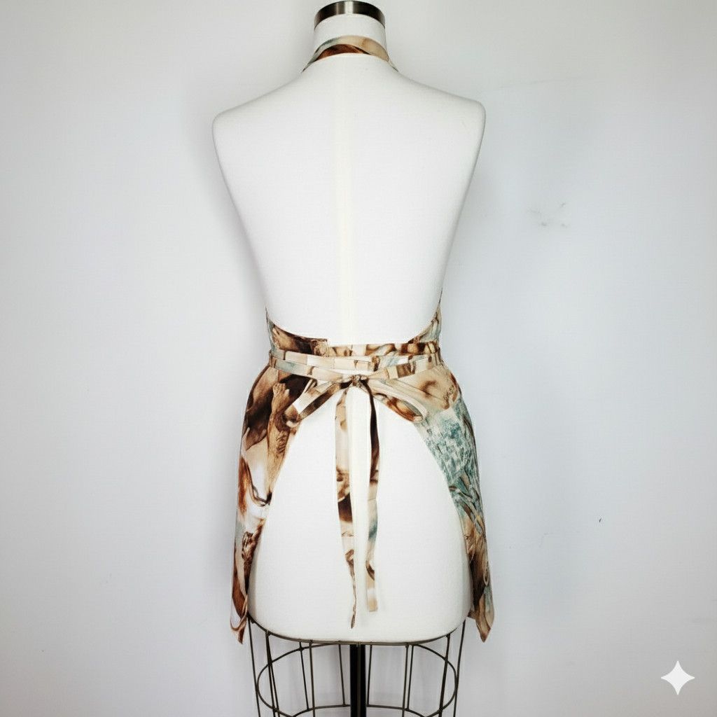 Handmade Apron Size S/M NEW Animal Print Elephant Lion Long Ties Hand Size ONE SIZE - 5 Thumbnail