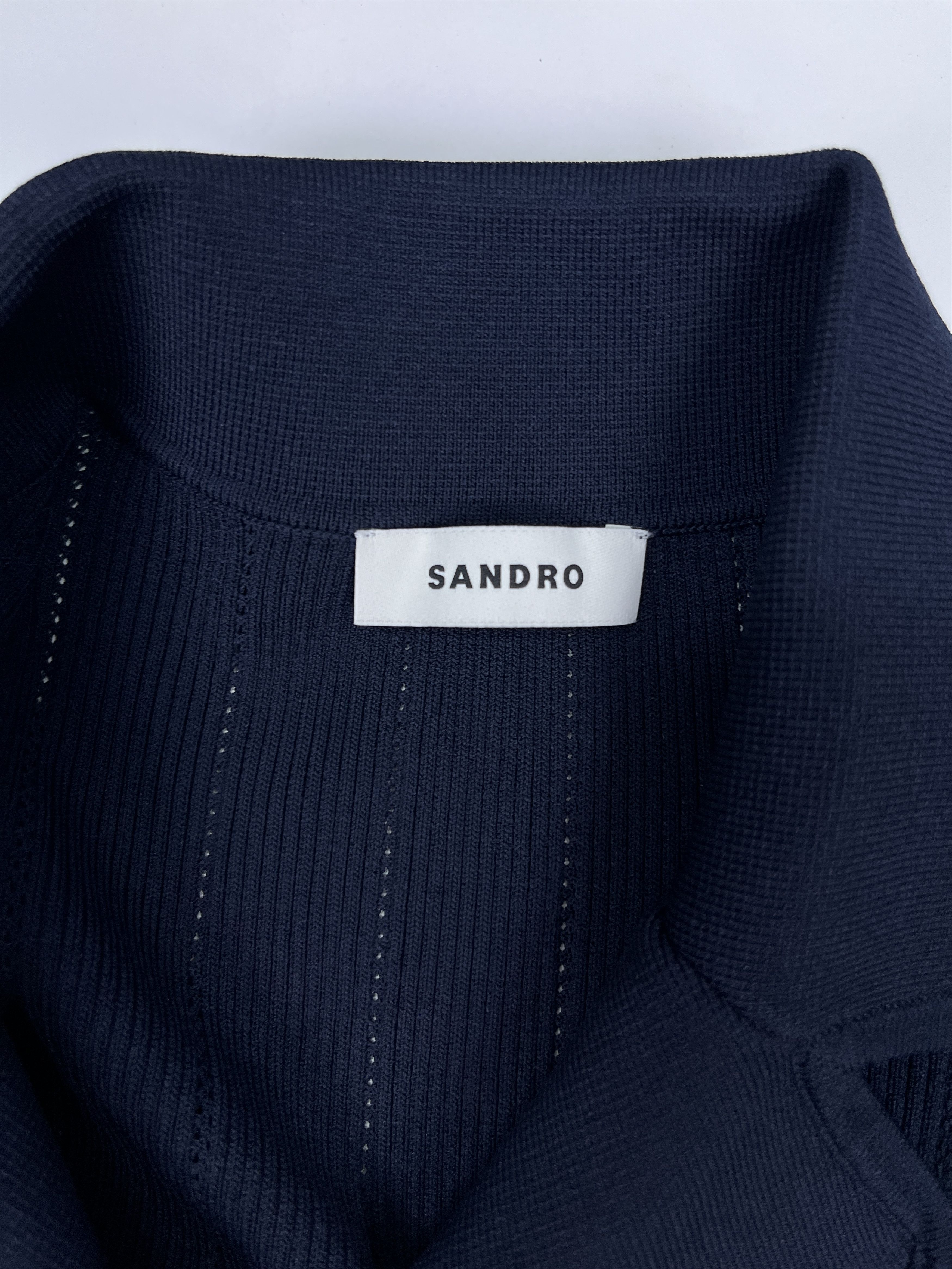 Sandro Navy Long Knit Dress With Gold Buttons On Chest And Sleeves Size S / US 4 / IT 40 - 4 Thumbnail