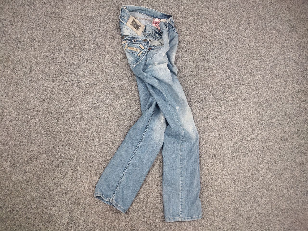 John Galliano Vintage John Galliano Y2K Style Metal Logo Faded Denim Jeans Size US 29 - 8 Thumbnail