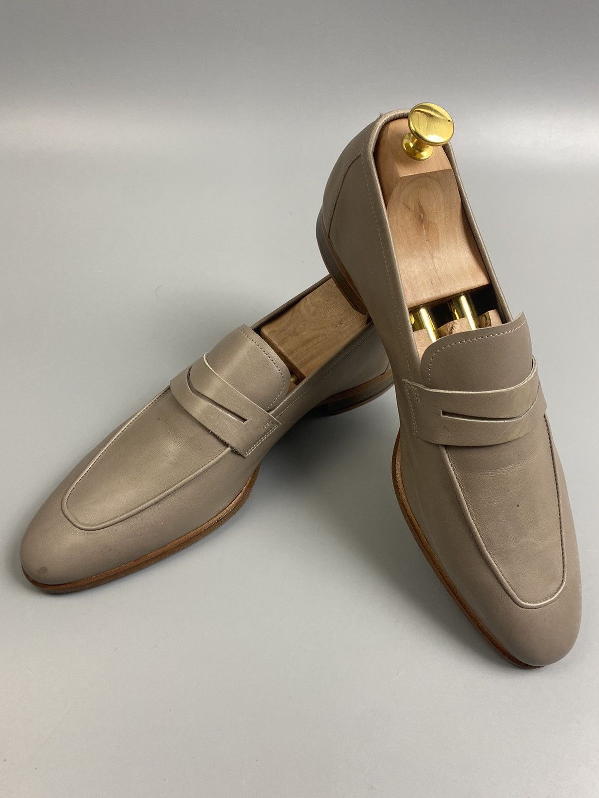 Kiton Kiton Clay Gray Leather Loafers Size US 7 / EU 40 - 2 Thumbnail