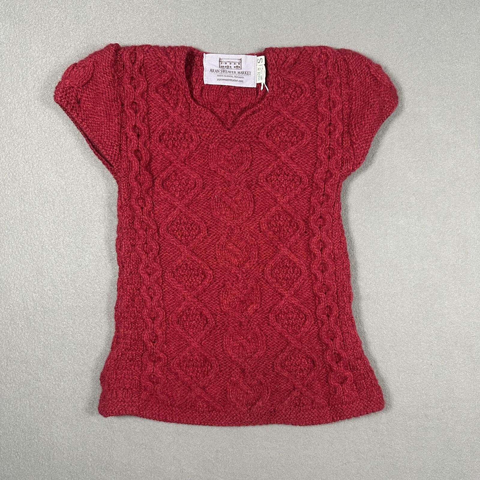 Aran Sweater Market Women’s Sweater Top Red Cable Knit Wool Vintage Size S / US 4 / IT 40 - 1 Thumbnail