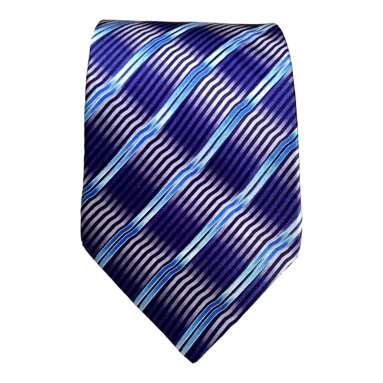 Lanvin LANVIN PARIS Purple Striped Luxury Silk Tie Hand Made In Fra Size ONE SIZE - 4 Thumbnail