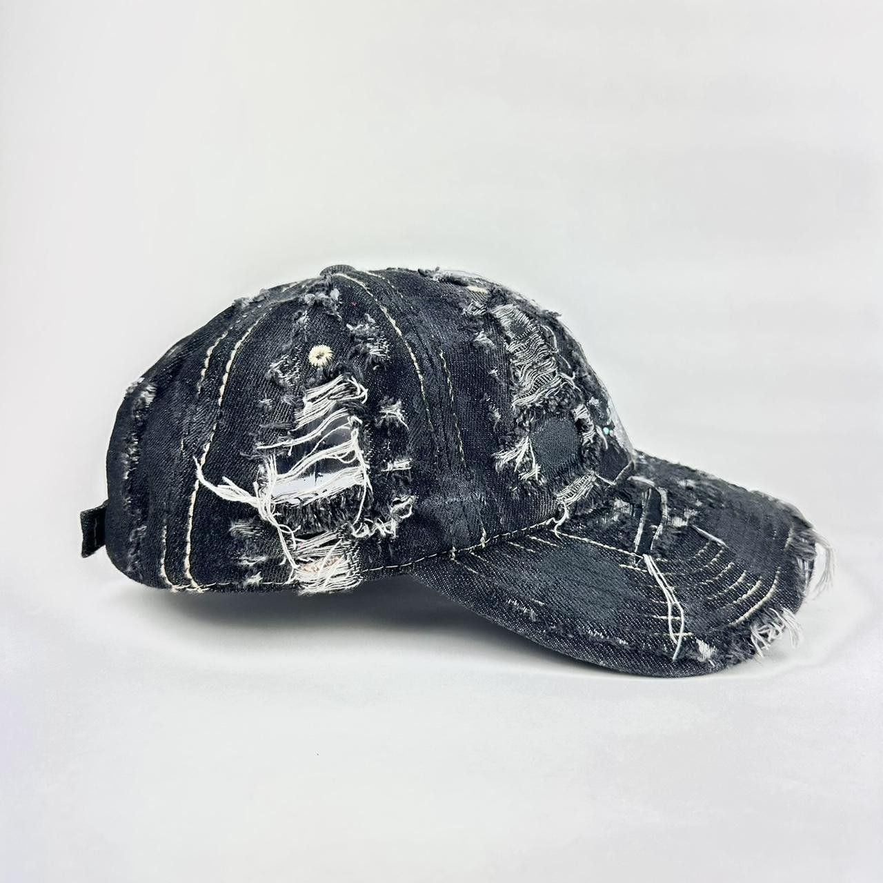 Other ASTROBOI* 'Neo' Black Distressed Denim Rhinestone Hat Size ONE SIZE - 4 Thumbnail