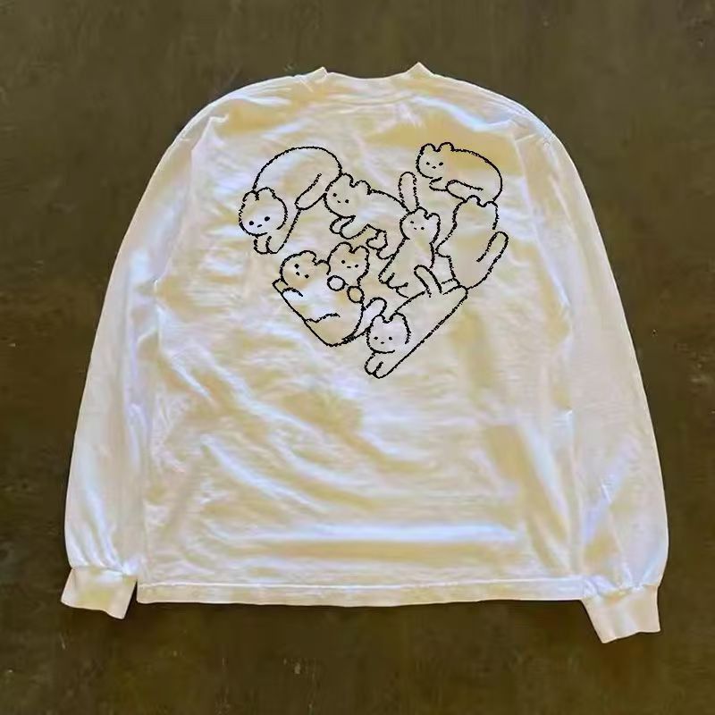 Japanese Brand White casual retro cute cat print long-sleeved t-shirt Size US M / EU 48-50 / 2 - 1 Thumbnail