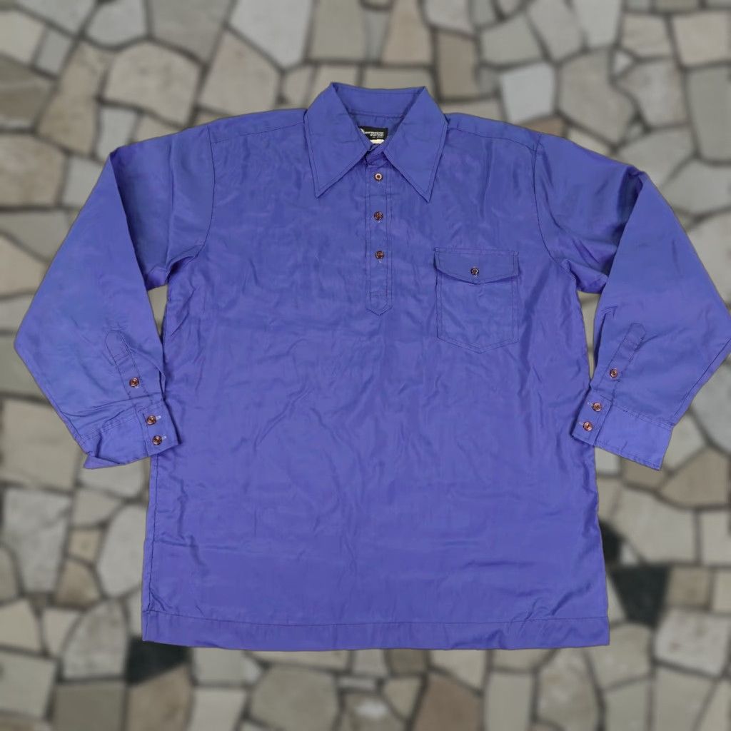 Obermeyer VINTAGE Obermeyer Windshirt Shirt Mens Large Blue Nylon 70s Japan Made Collared Button-Up Lightweight Windbreaker Mens Size US L / EU 52-54 / 3 - 1 Thumbnail
