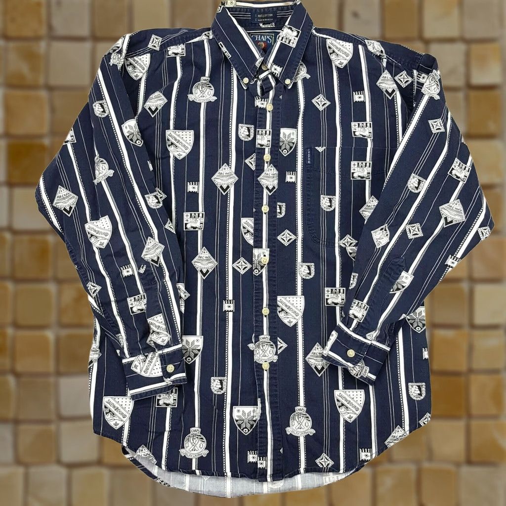 Ralph Lauren VTG Ralph Lauren Chaps Ski Racing Button-Up Shirt Men M Multicolor Striped 90s Retro Outdoor Winter Golf Sports Casual Workwear Mens Size US M / EU 48-50 / 2 - 1 Thumbnail