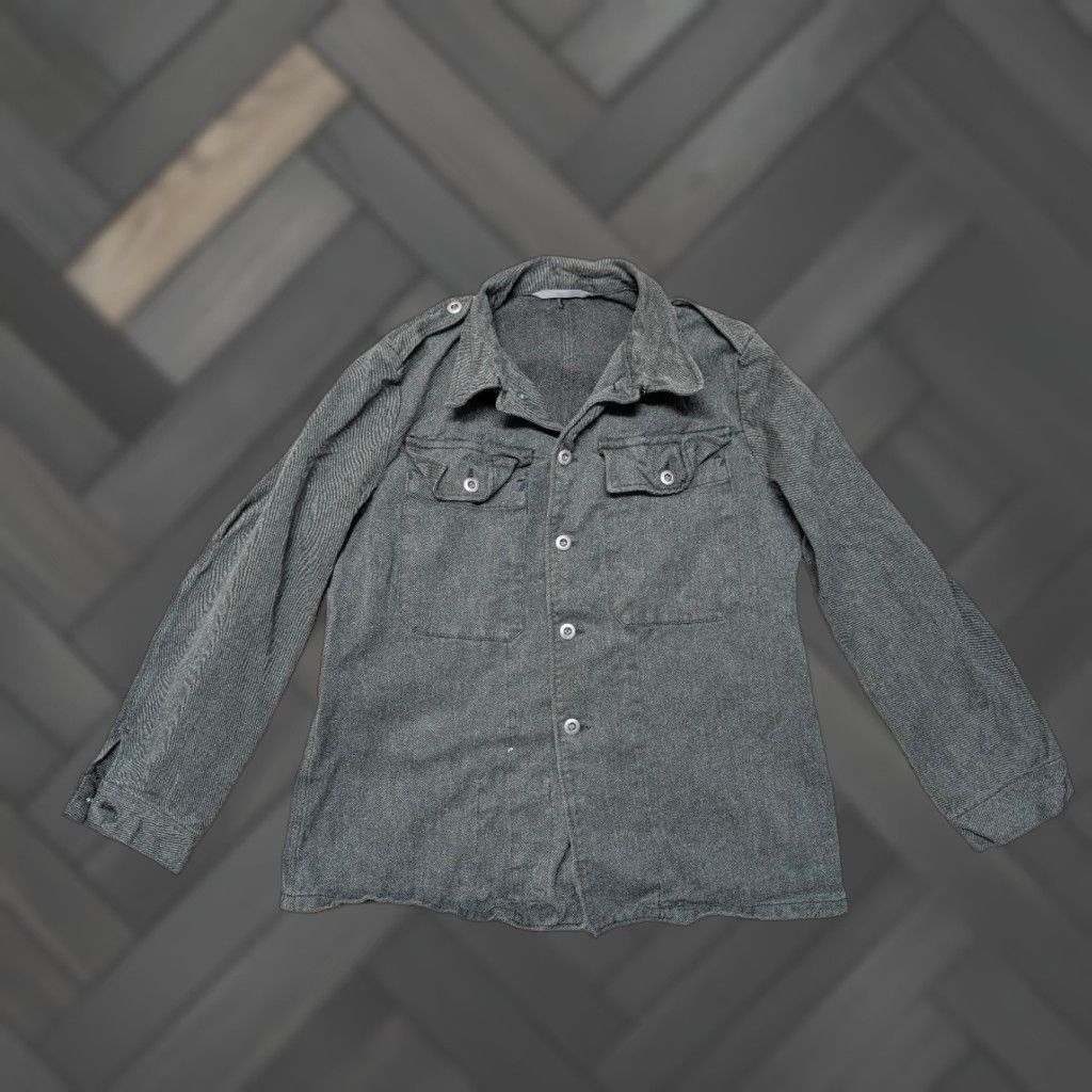 Denime VINTAGE denim shirt jacket Men 38 green motorcycle jacket denim patent WWII army Swiss 38 90s? Size US S / EU 44-46 / 1 - 1 Thumbnail