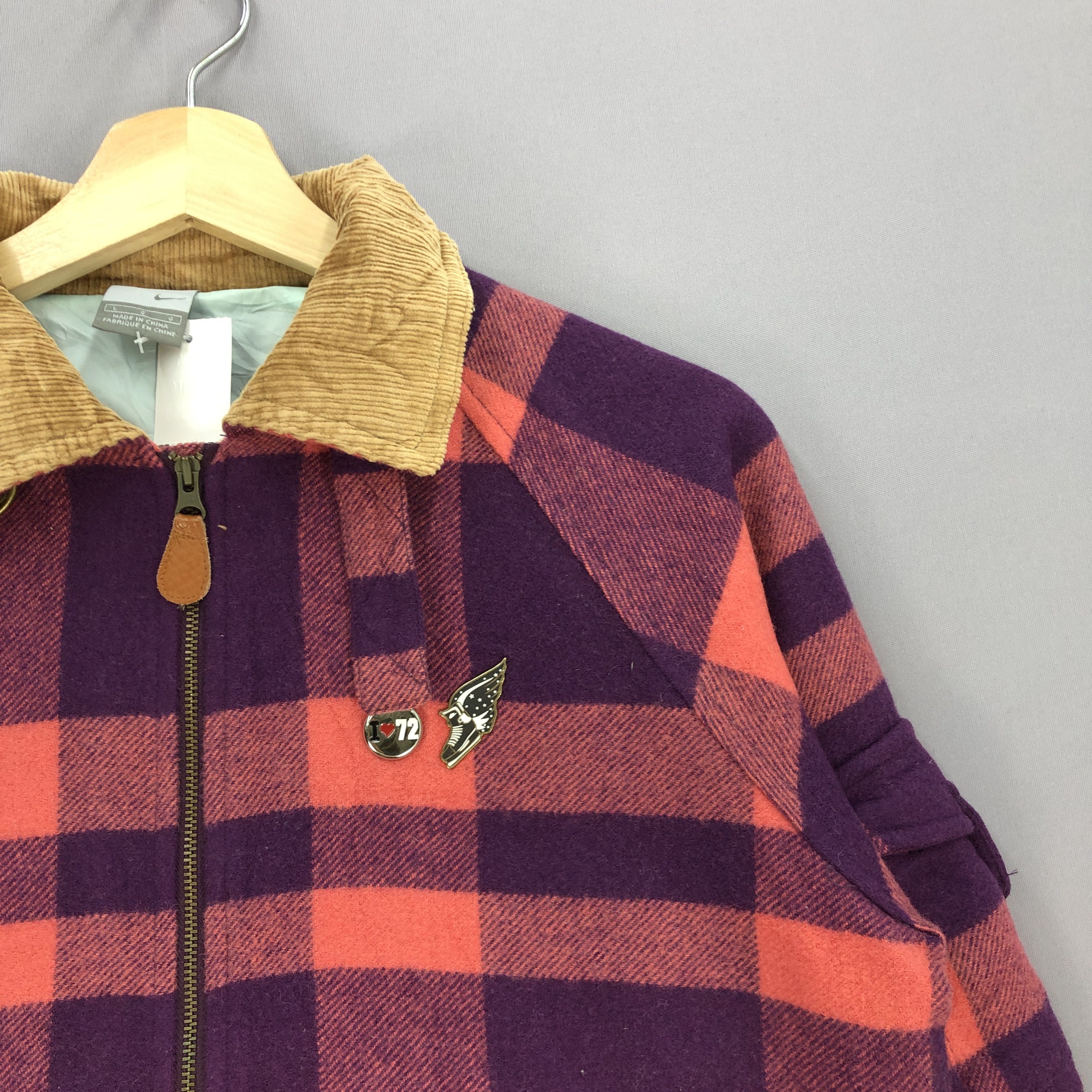 Nike × Vintage Vintage Nike Jacket Nike Swoosh Plaid Tartan Zipper Jacket Size S / US 4 / IT 40 - 4 Thumbnail