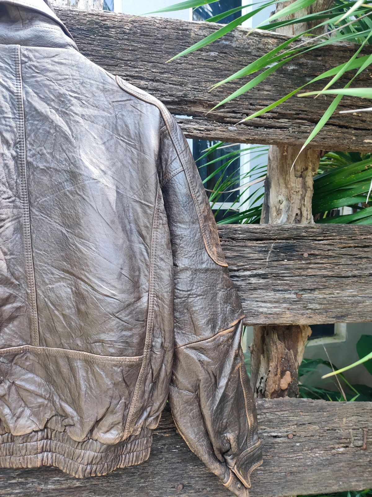 Leather Vintage Korean-Made Faux Leather Bomber Jacket Size US L / EU 52-54 / 3 - 10 Thumbnail