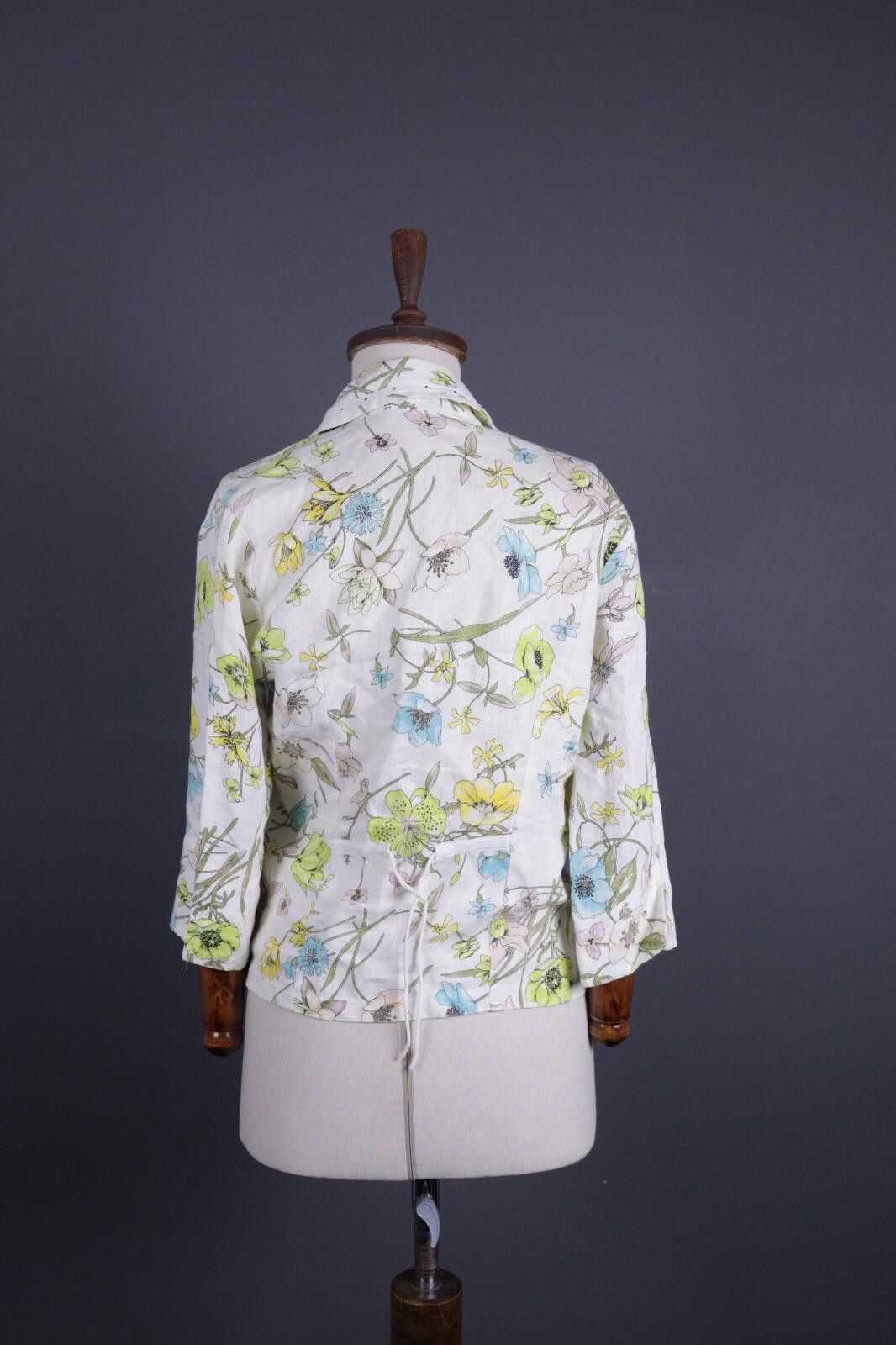 Designer Elisa Cavaletti White Floral Lightweight Jacket Size M Size M / US 6-8 / IT 42-44 - 6 Thumbnail