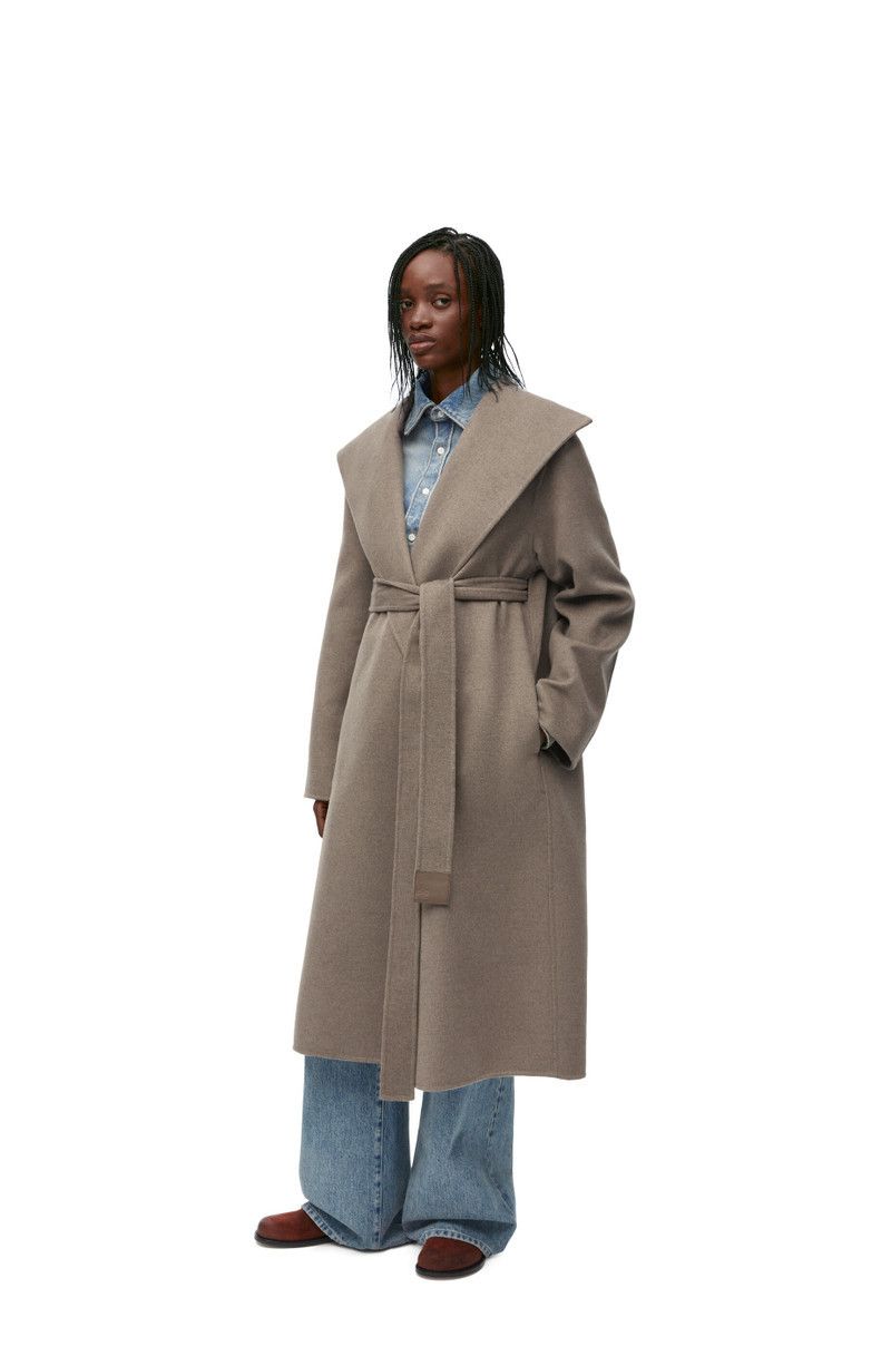 Loewe o1in1g0426 Belted Coat in Taupe Melange Size M / US 6-8 / IT 42-44 - 3 Thumbnail