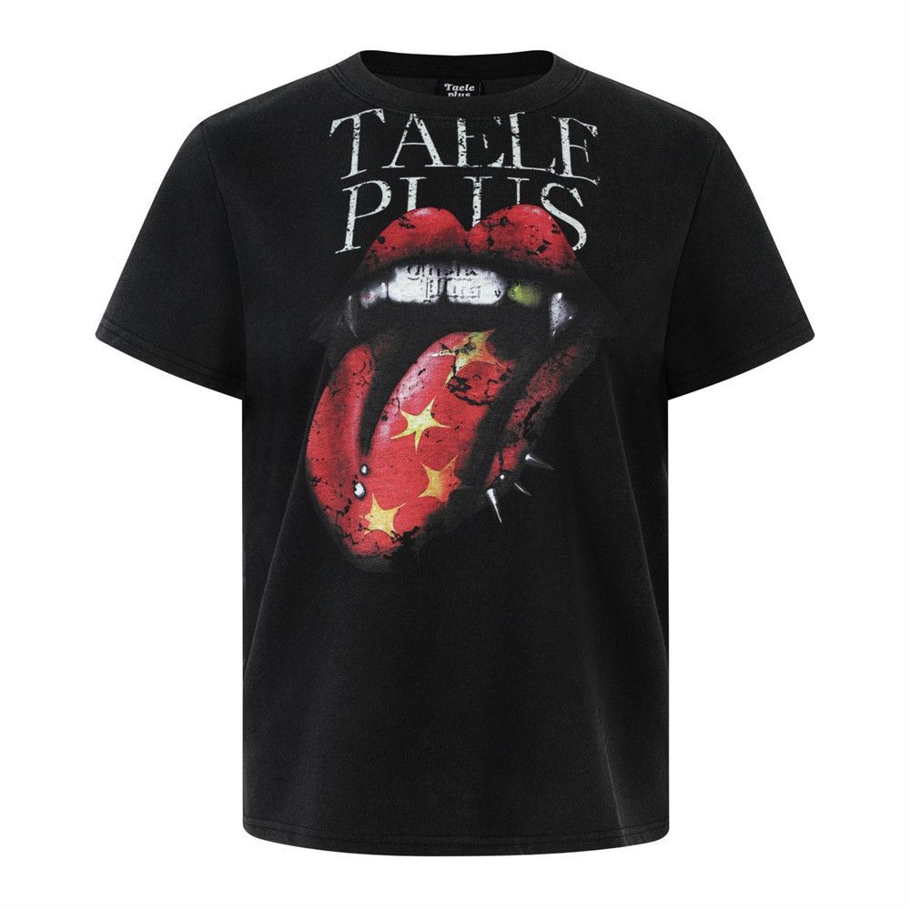 Vintage Hip-Hop Style Loose Casual T-Shirt with Tongue Print Size US M / EU 48-50 / 2 - 1 Thumbnail