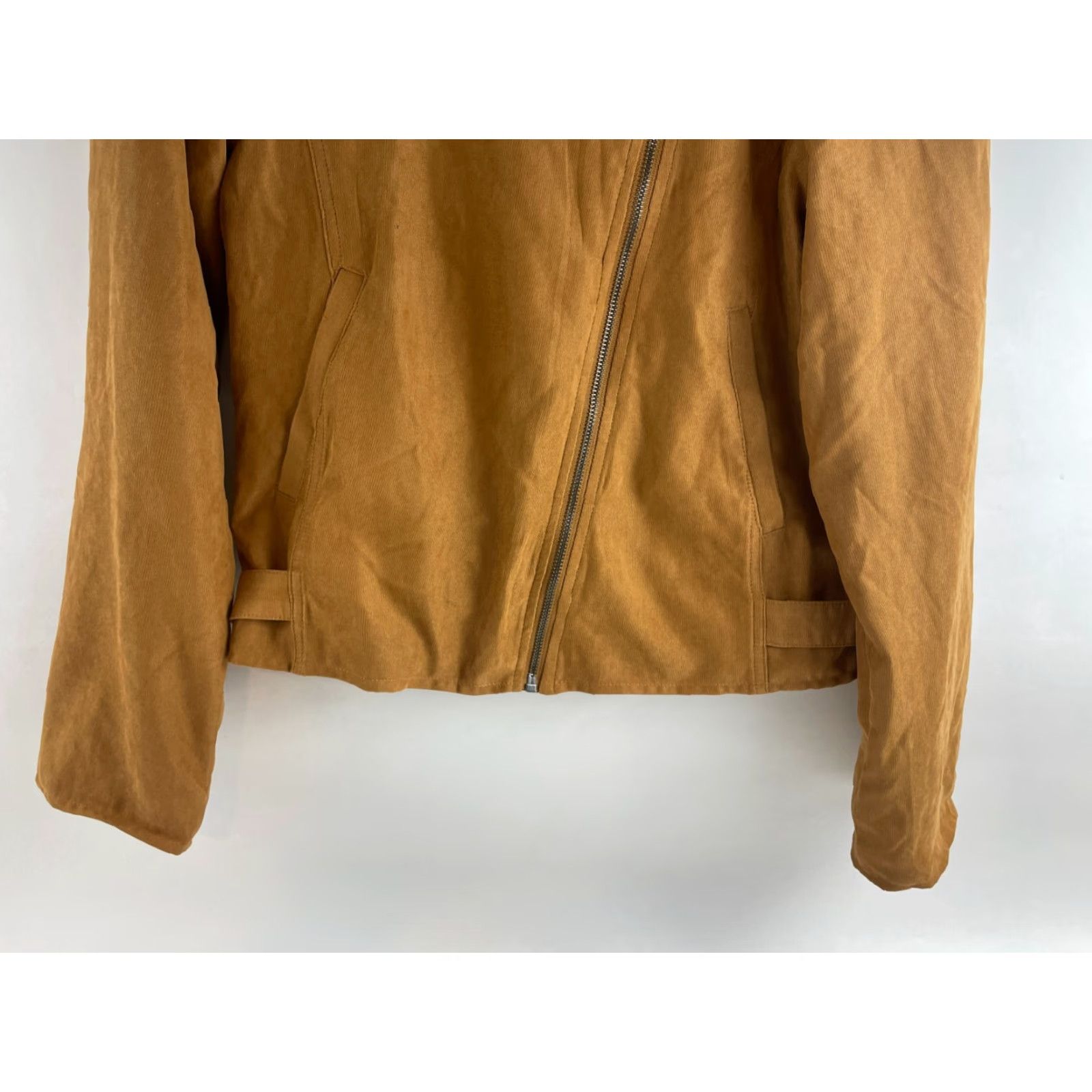 Camel STACCATO Jacket Women's Large Camel Brown Moto Asymmetric Full Zip Belted Jacket Regular Size Type MN | Outdoor Travel Style Motorcycle Coat Size L / US 10 / IT 46 - 4 Thumbnail