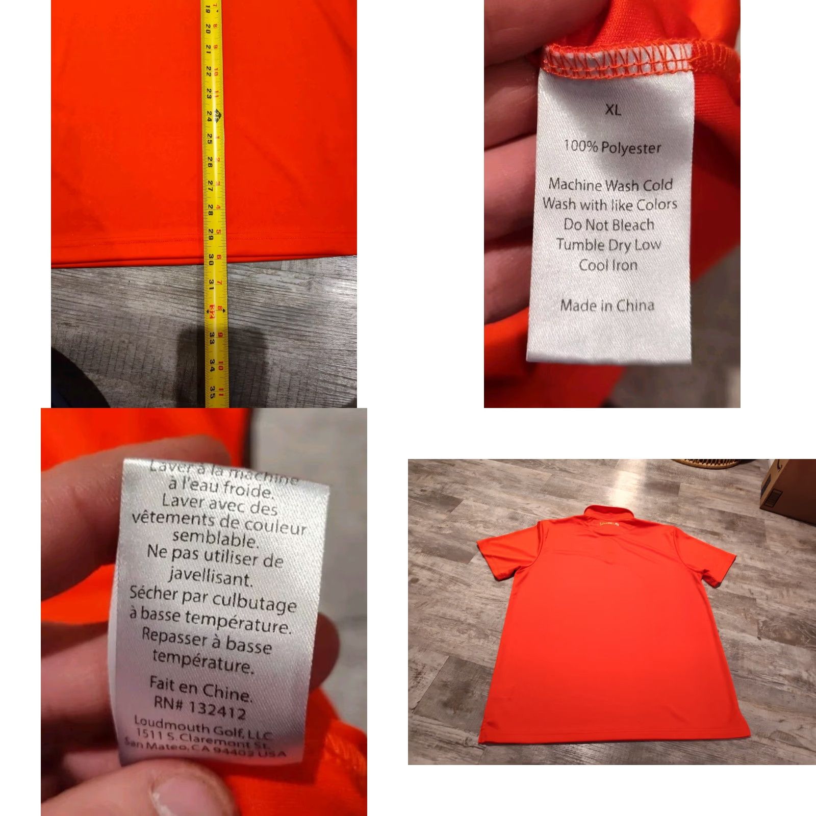 Vintage Loudmouth Polo Shirt Mens XL Red Golf Performance Stretch Polyester Short Sleeve Button Collar EUC Size US XL / EU 56 / 4 - 8 Thumbnail