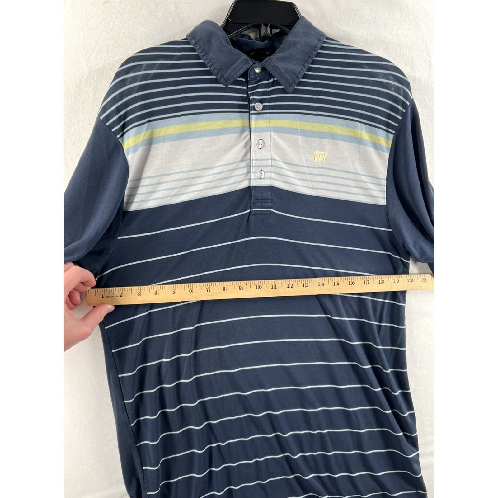 TravisMathew Travis Mathew Polo Shirt Mens Medium Blue Striped Short Sleeve Casual Shirt Polo Size US M / EU 48-50 / 2 - 7 Thumbnail