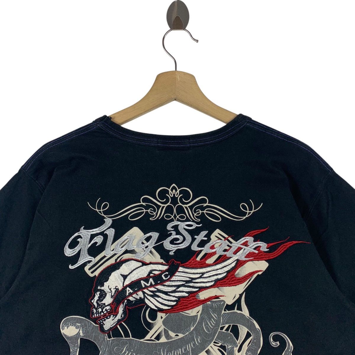 Flagstuff × Japanese Brand FLAGSTUFF Embroidery skull back hit tee Size US XL / EU 56 / 4 - 11 Thumbnail