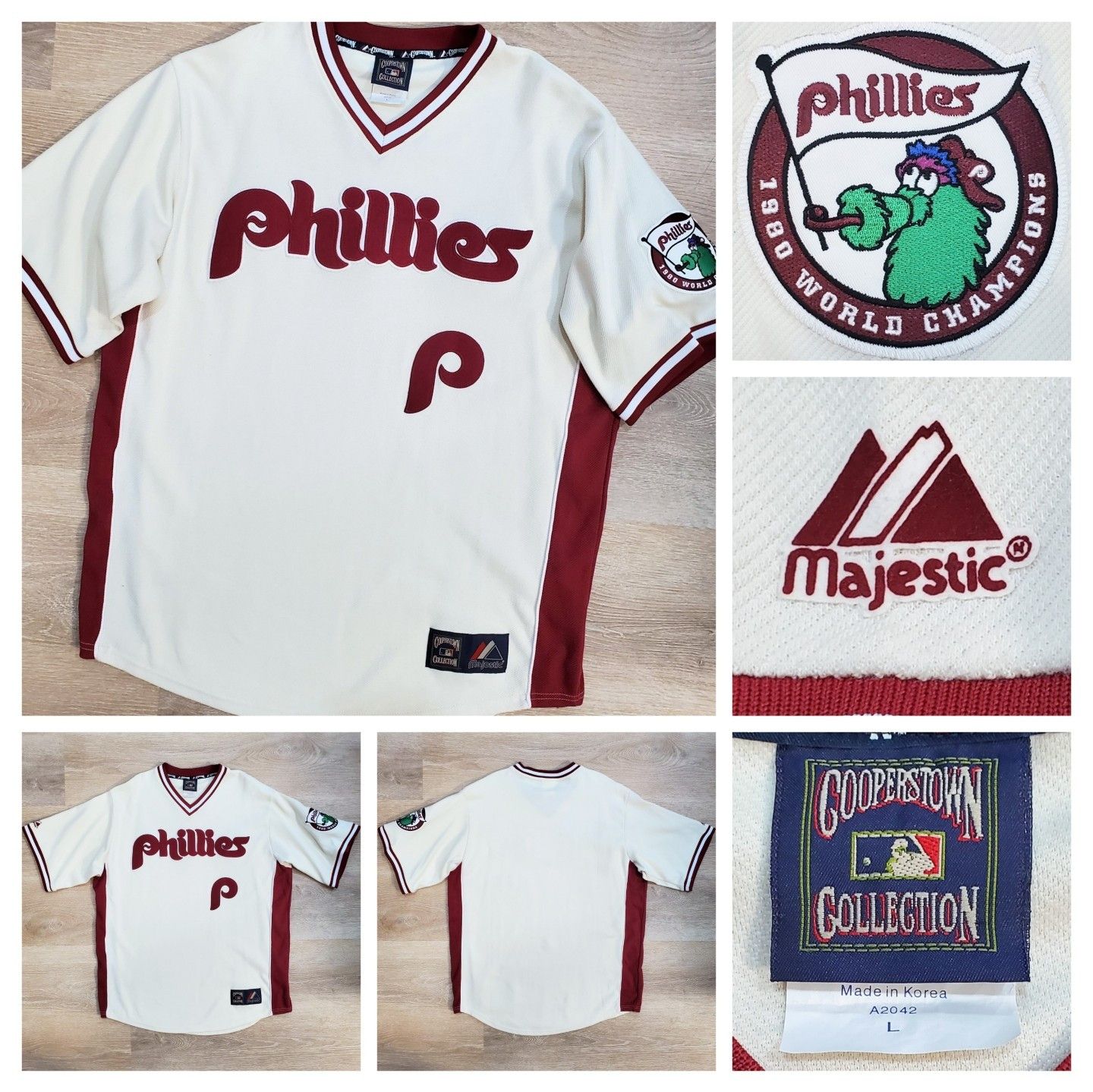 Cooperstown Collection × Majestic × Vintage Vintage Philadelphia Phillies Majestic Cooperstown Jersey Size US L / EU 52-54 / 3 - 1 Thumbnail