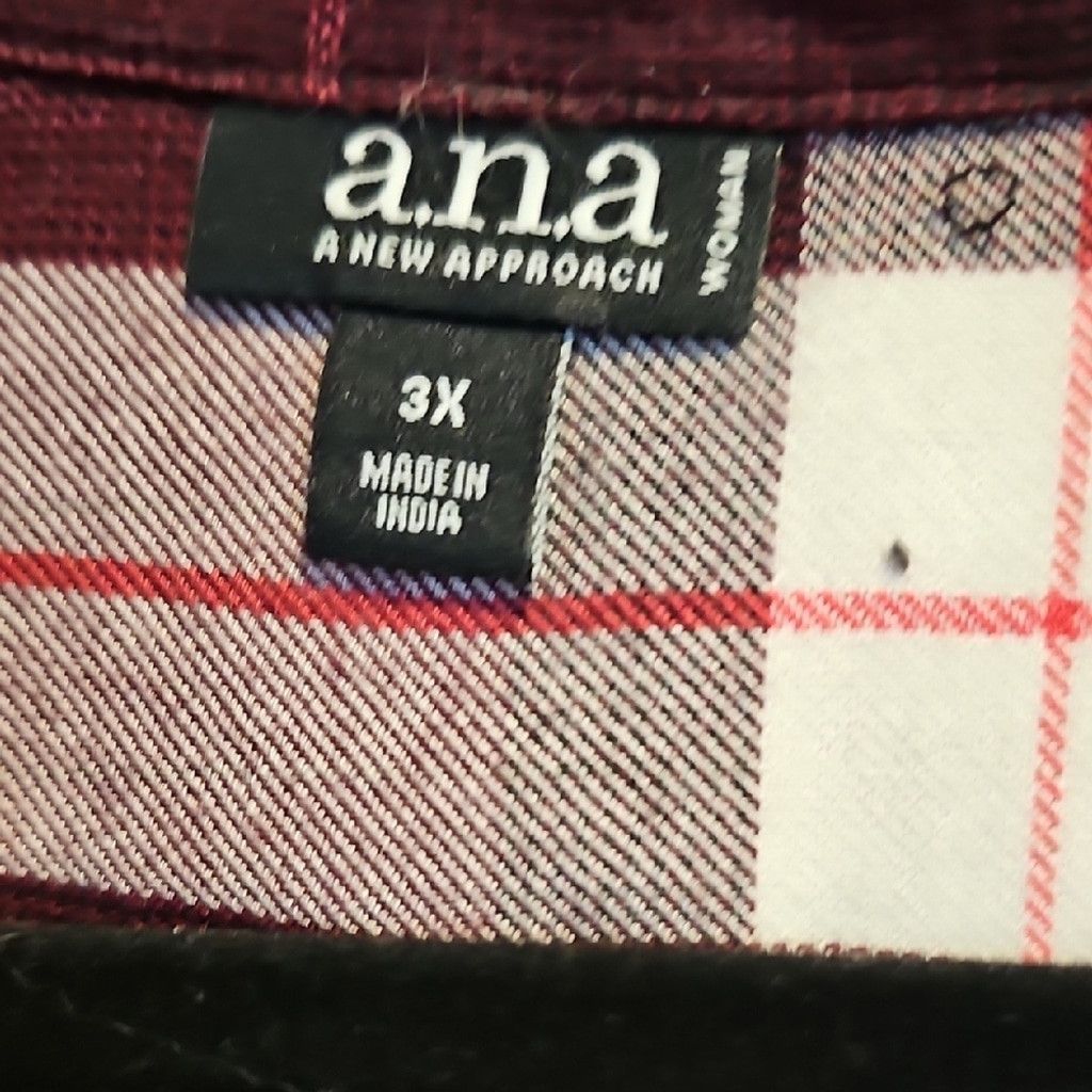 Analog a.n.a Burgundy and White Plaid Shirt Size 3XL / US 20-22 - 2 Thumbnail