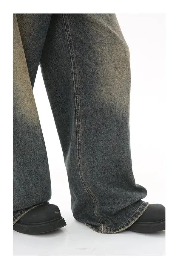 VIBE Vintage Distressed Loose Wide Leg Mopping Jeans y2k Size US 32 / EU 48 - 7 Thumbnail