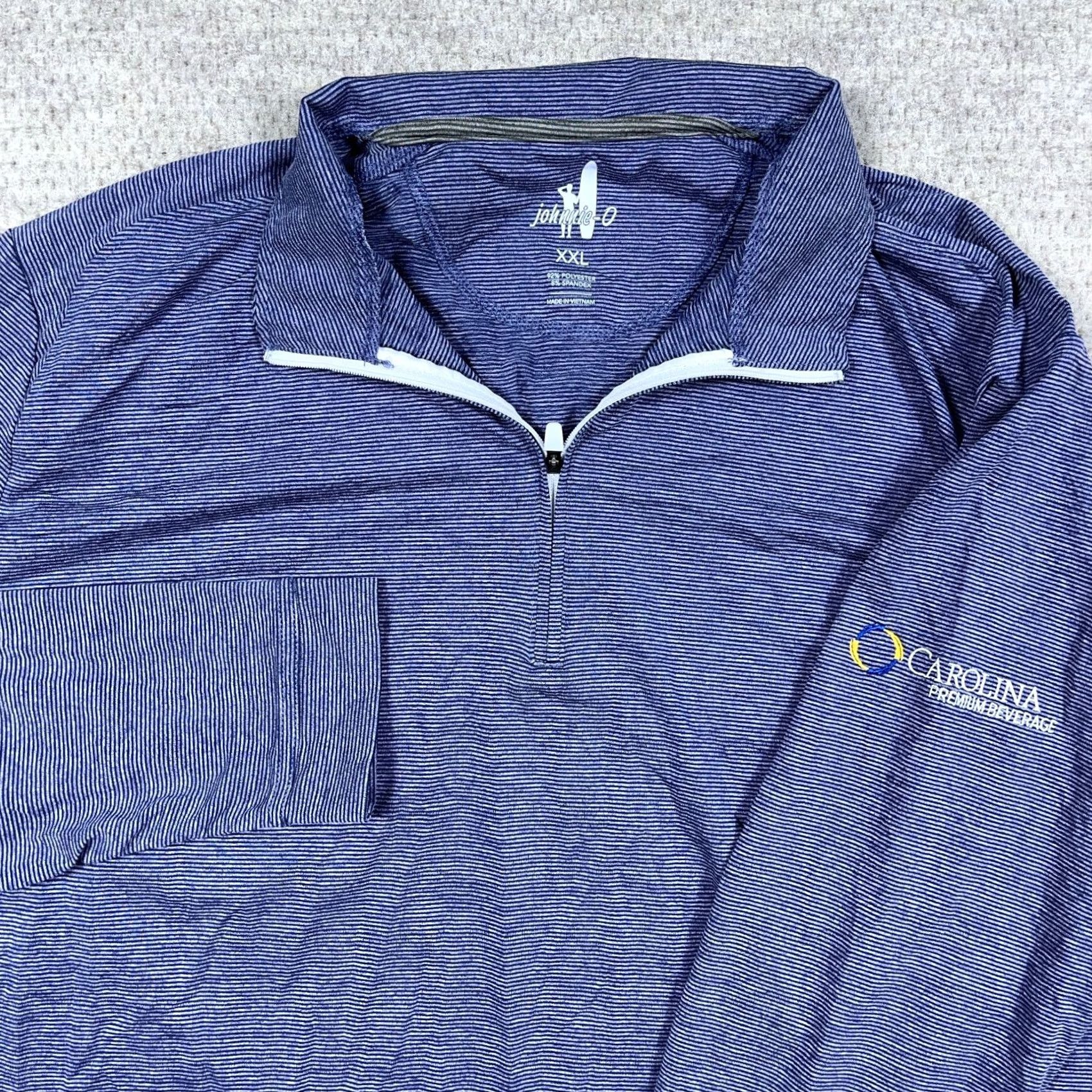 johnnie-O Johnnie-O Sweater Men 2XL Blue Striped Pullover Quarter Zip Performance Wicking Size US XXL / EU 58 / 5 - 2 Thumbnail