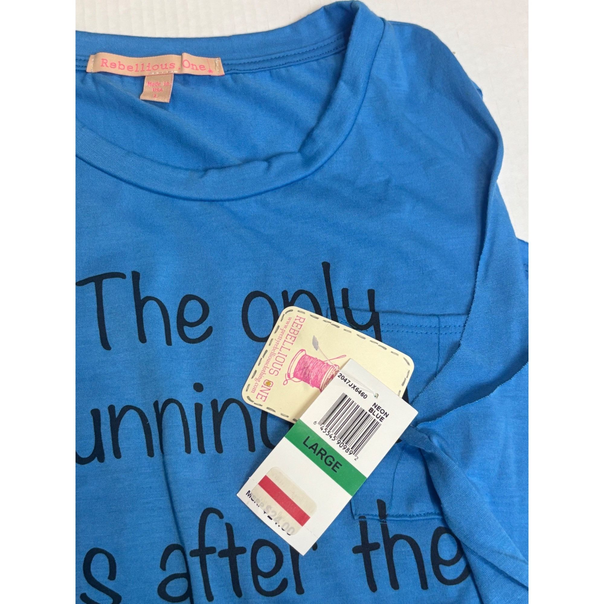 Other Rebellious One Junior's High Low Graphic Tank Top, Neon Blu Size L / US 10 / IT 46 - 8 Thumbnail