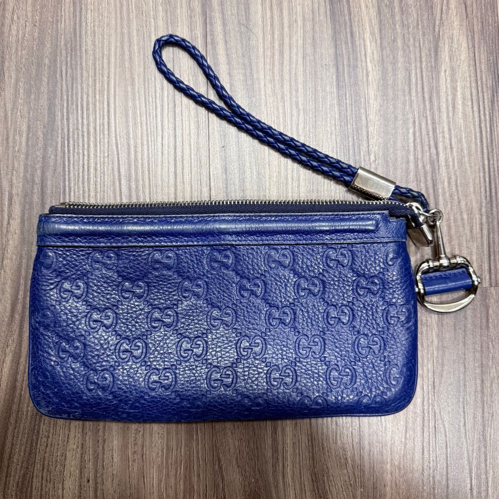 Gucci Gucci Blue Microguccissima Leather Horsebit Wristlet Pouch Size ONE SIZE - 1 Thumbnail