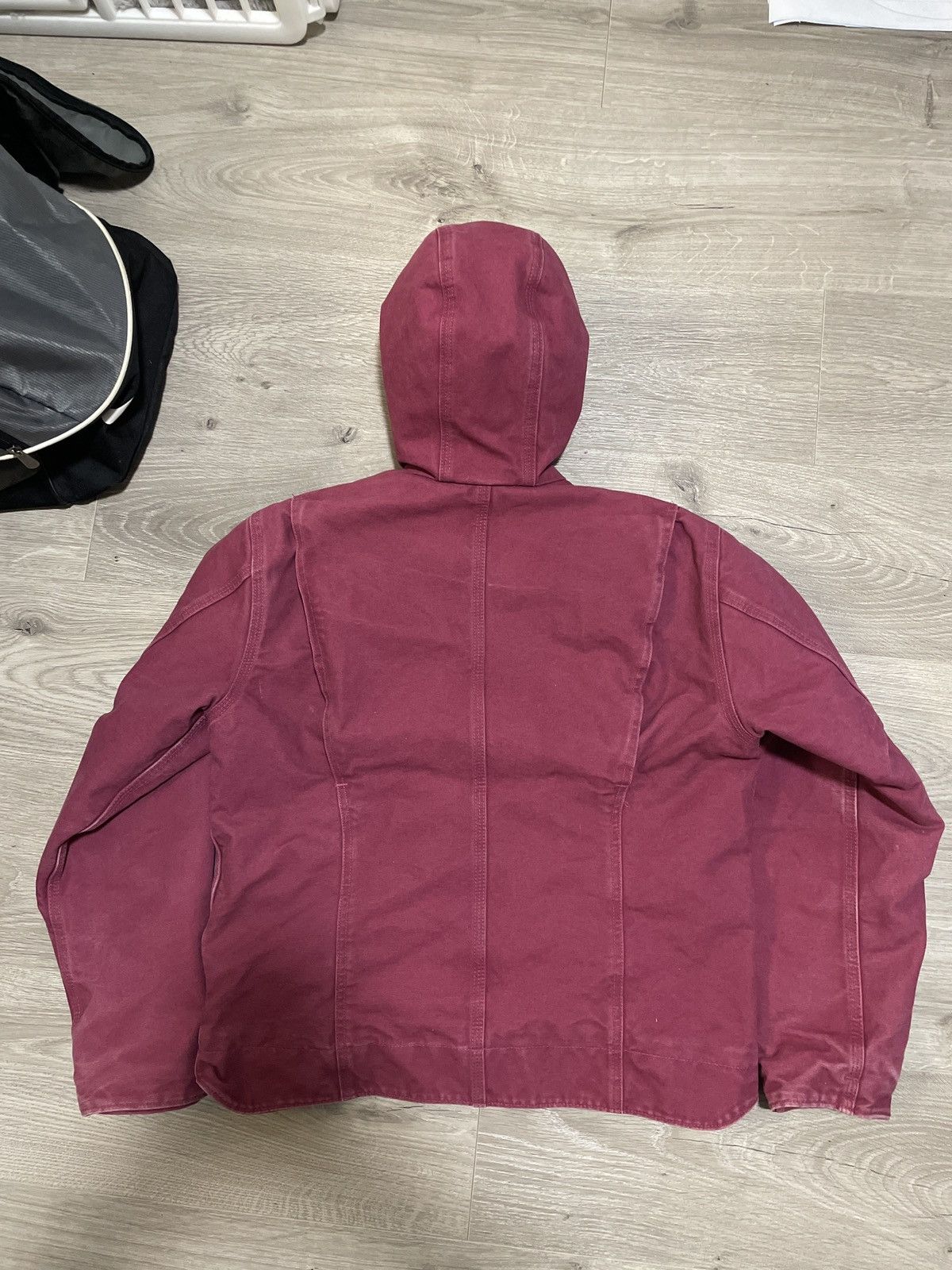 Carhartt × Carhartt Wip × Vintage 1990s FADED PINK CARHARTT WIP DETROIT HOODED WORK JACKET Size US M / EU 48-50 / 2 - 2 Thumbnail