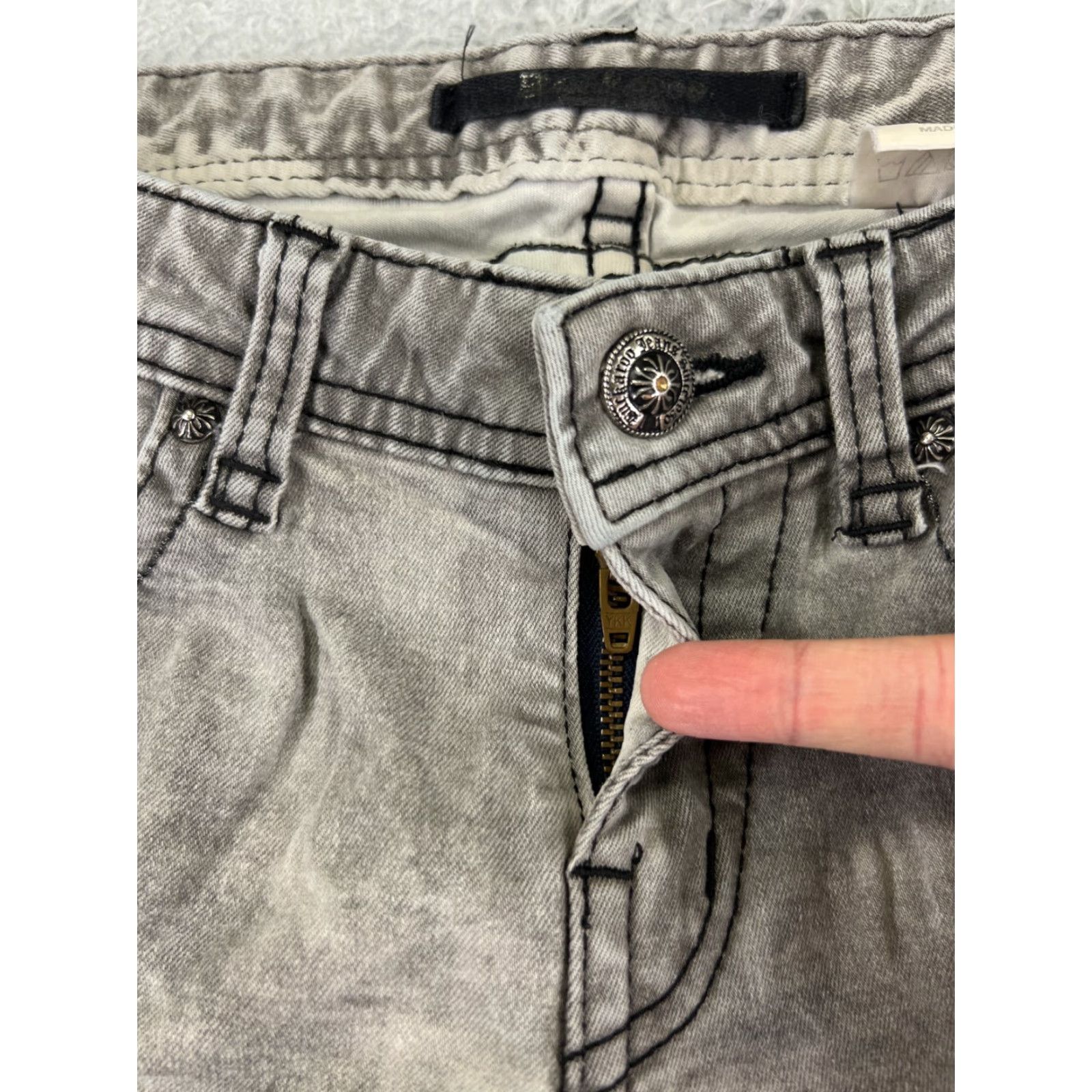 Denime VINTAGE Buckaroo Jeans Womens 27 Gray Denim Low Rise Skinny Embellished 90s Retro American Designer Buckaroo Size 27" / US 4 / IT 40 - 5 Thumbnail