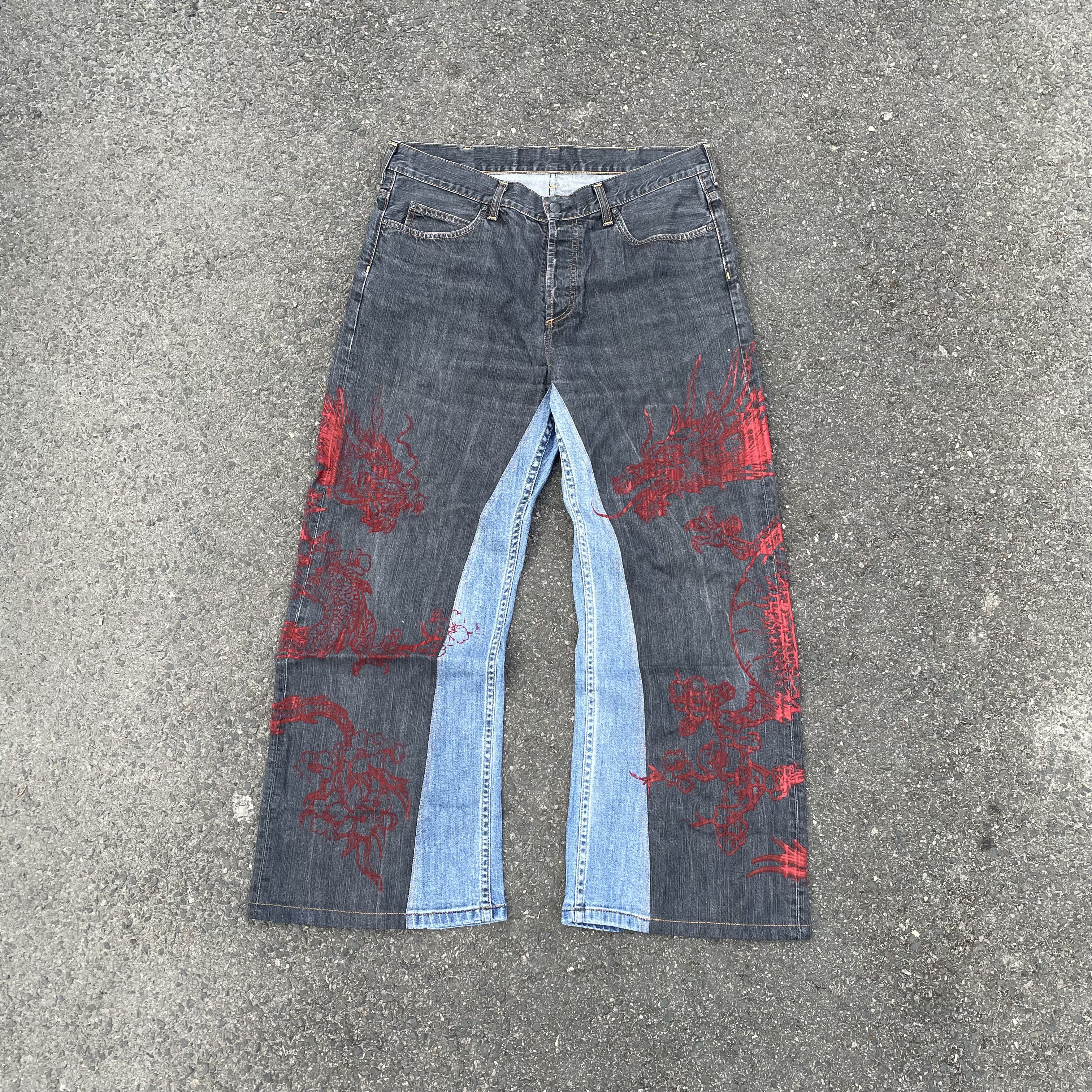 Carhartt Custom Carhartt Flared Jeans baggy fit dragon japan style Size US 37 - 7 Thumbnail