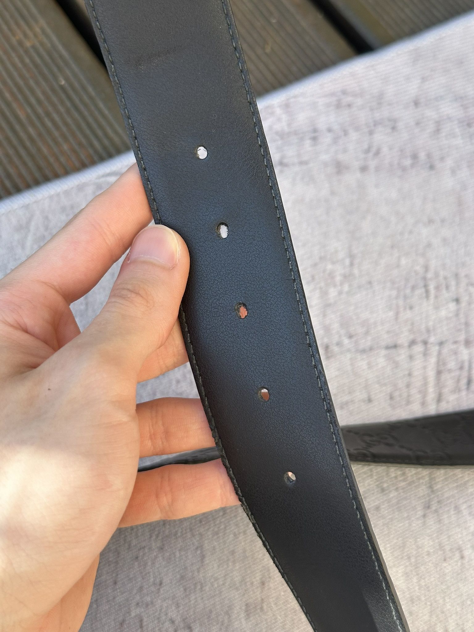 Gucci Gucci Belt Guccissima GG Monogram Black Leather Interlocking Size 34 - 9 Thumbnail