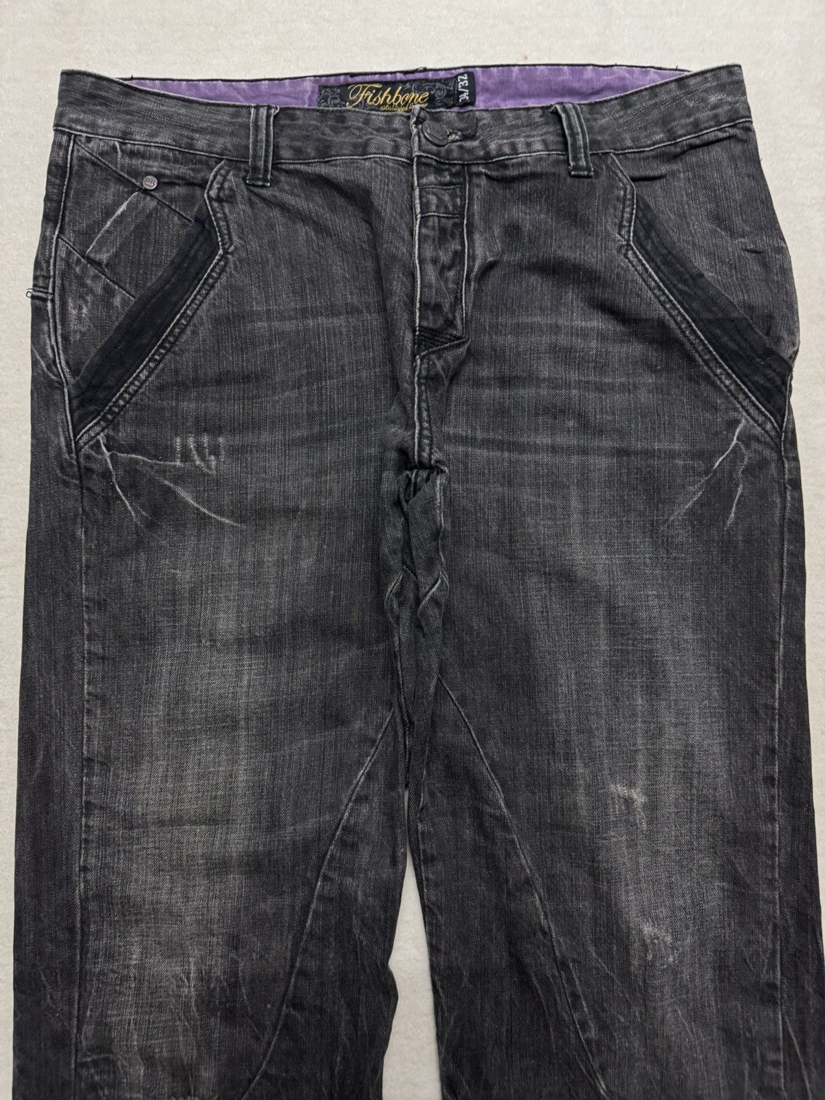 Tornado Mart VINTAGE 2000s JAPANESE FISHBONE BLACK MULTI-POCKET RARE Size US 35 - 5 Thumbnail