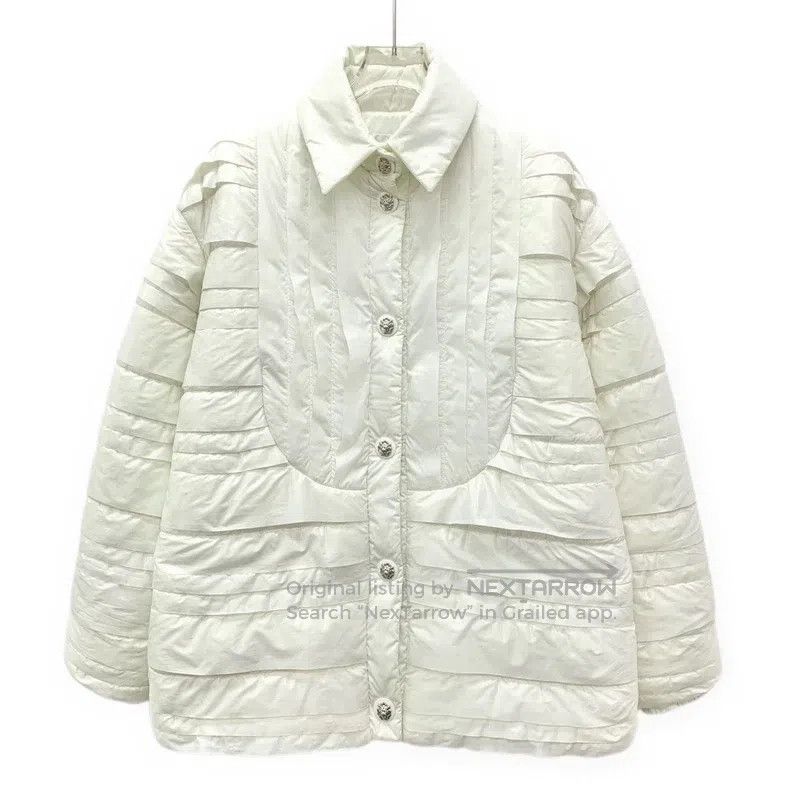Chanel Snow series white lapel single-breasted long-sleeve