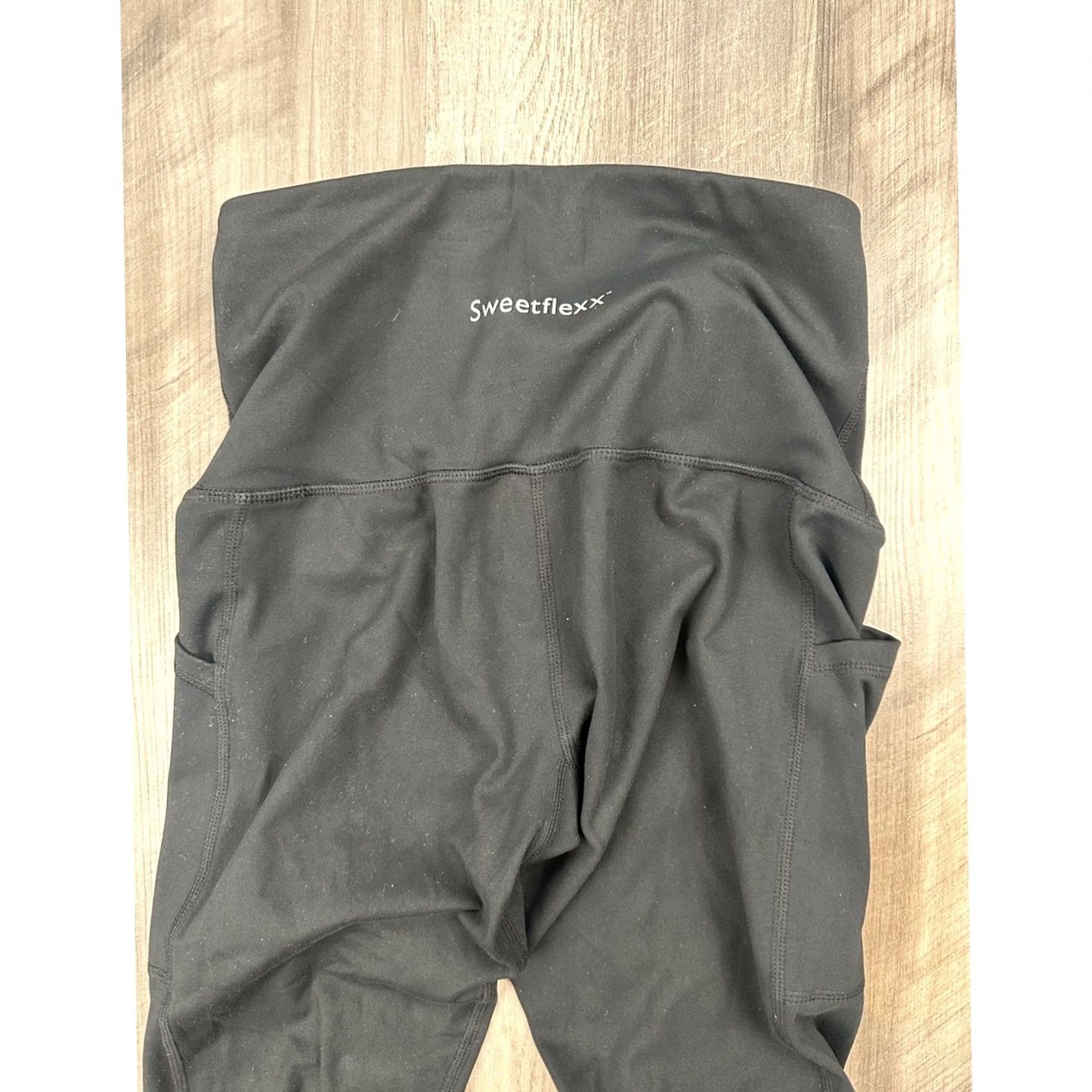 Vintage Sweetflexx High Rise Pockets Full Length Resistance Leggings Black Womens 6 Regular Slim Compression - - NA Size 28" / US 6 / IT 42 - 4 Thumbnail
