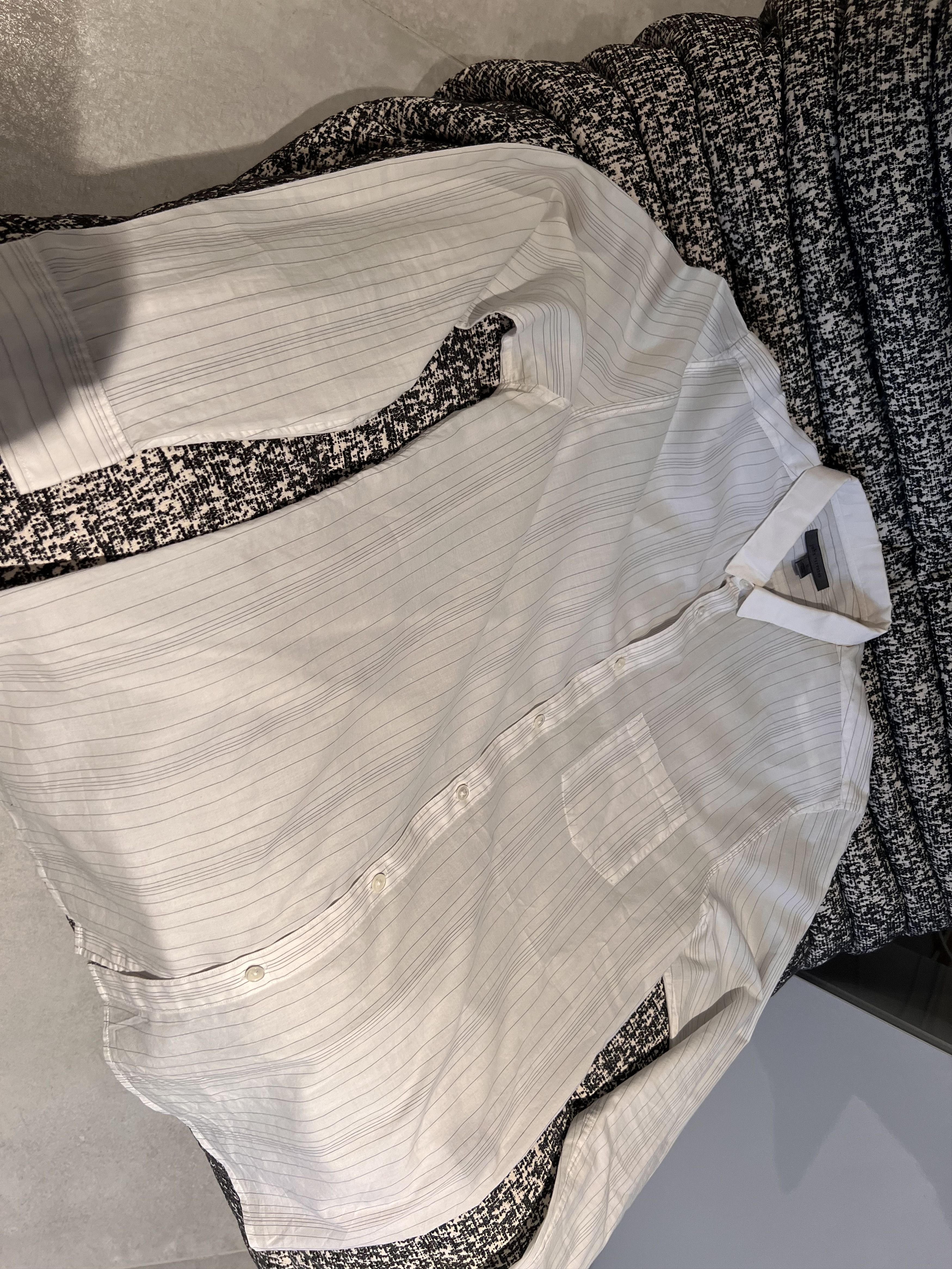 John Varvatos John Varvatos White Pinned Stripe Button Up Shirt Size US M / EU 48-50 / 2 - 7 Thumbnail