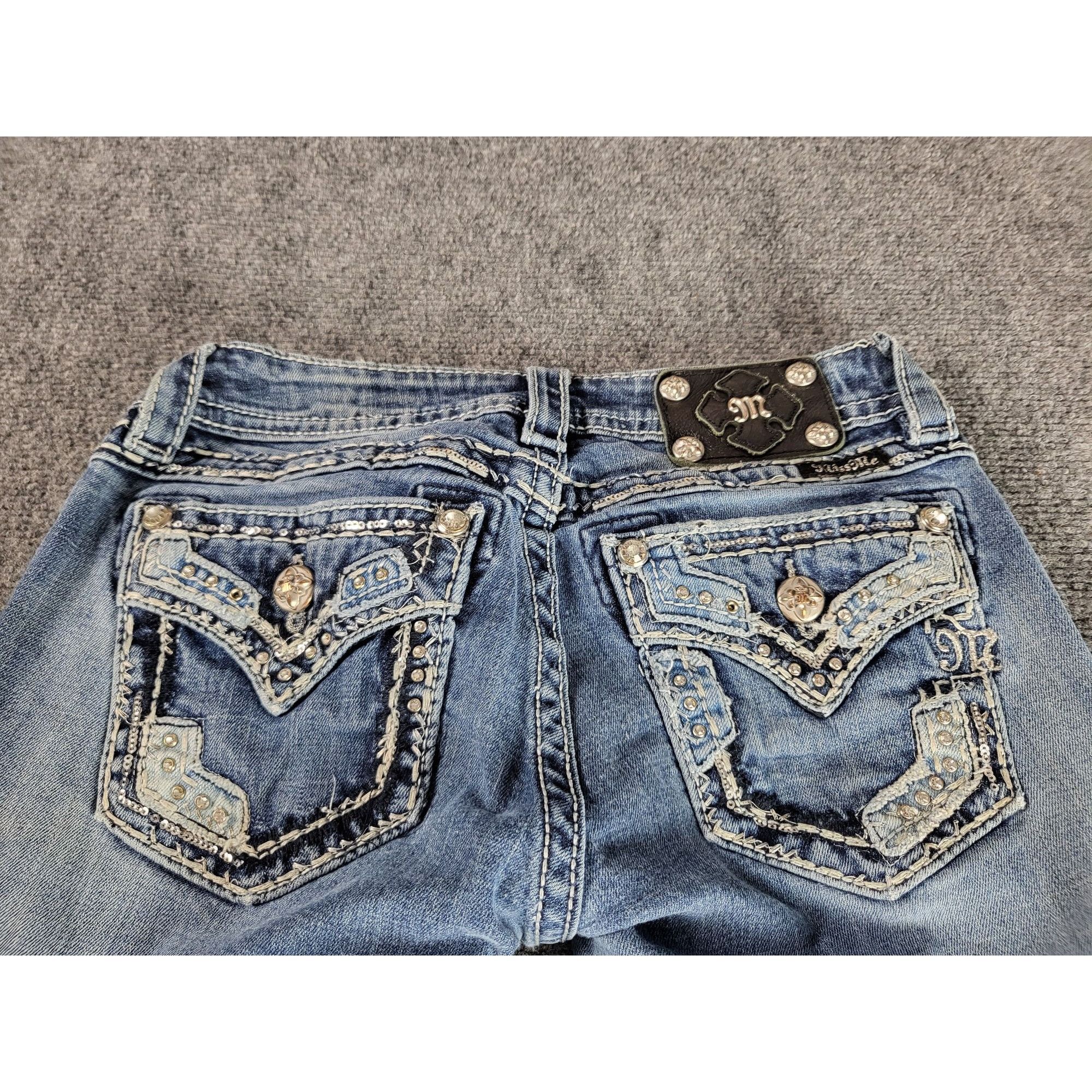 Miss Me Miss Me Signature Boot Jeans Women Sz 26 Rhinestone Blue Den Size 26" / US 2 / IT 38 - 6 Thumbnail