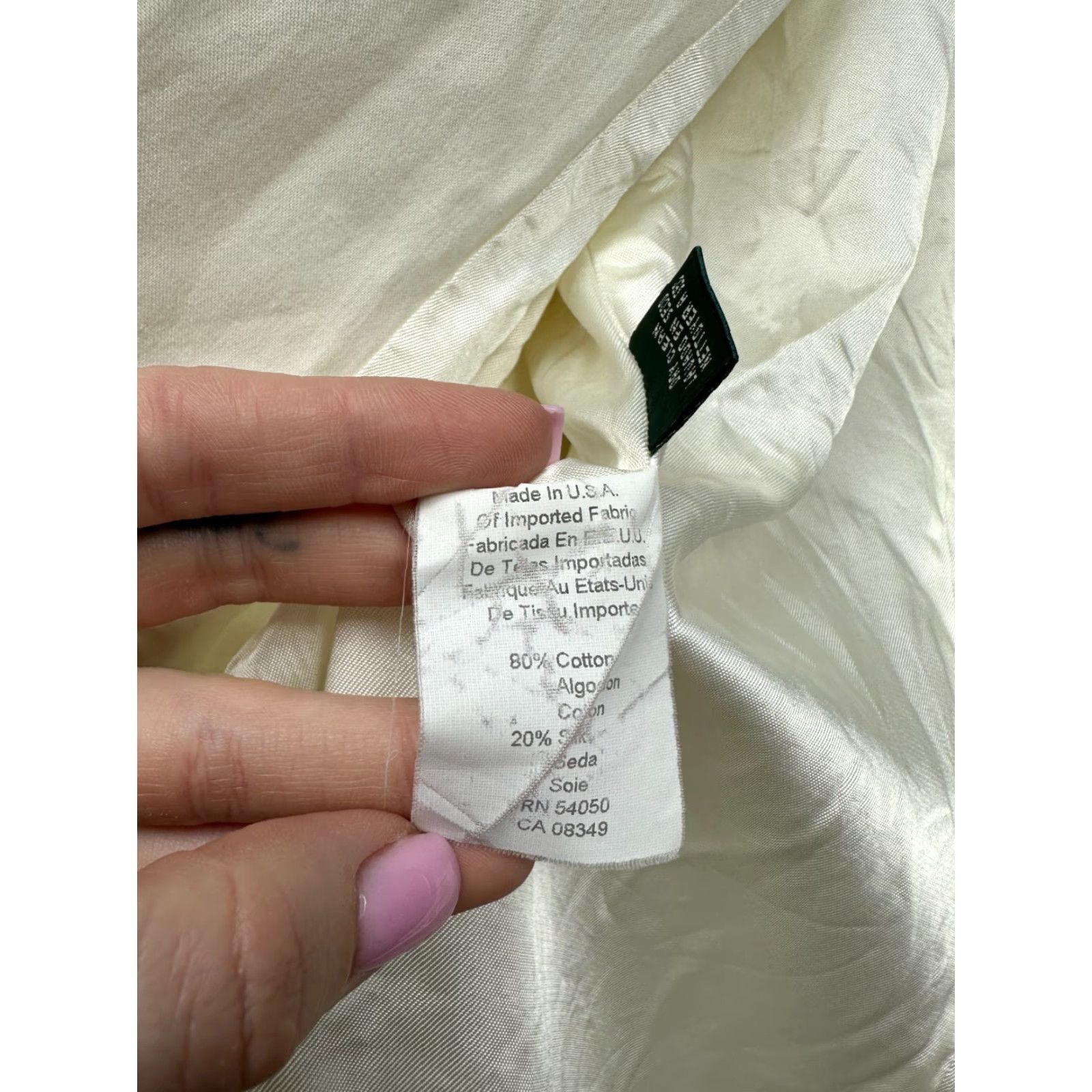 Ralph Lauren Polo Ralph Lauren Womens Blazer Shirt Cotton-Silk Beige Size L 10(S) Regular Womens Blazer Size L / US 10 / IT 46 - 7 Thumbnail