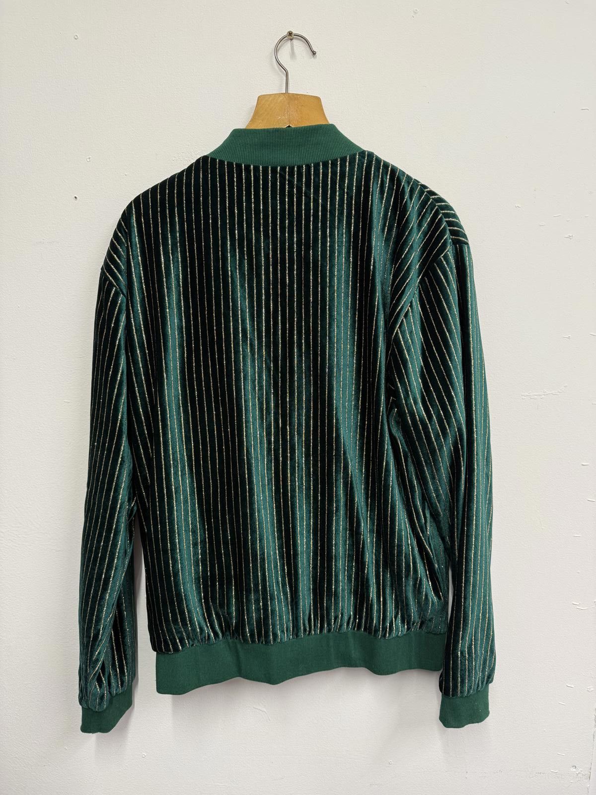 Other Liquor n Poker Green Velvet Pinstripe Bomber Jacket Size ONE SIZE - 2 Thumbnail