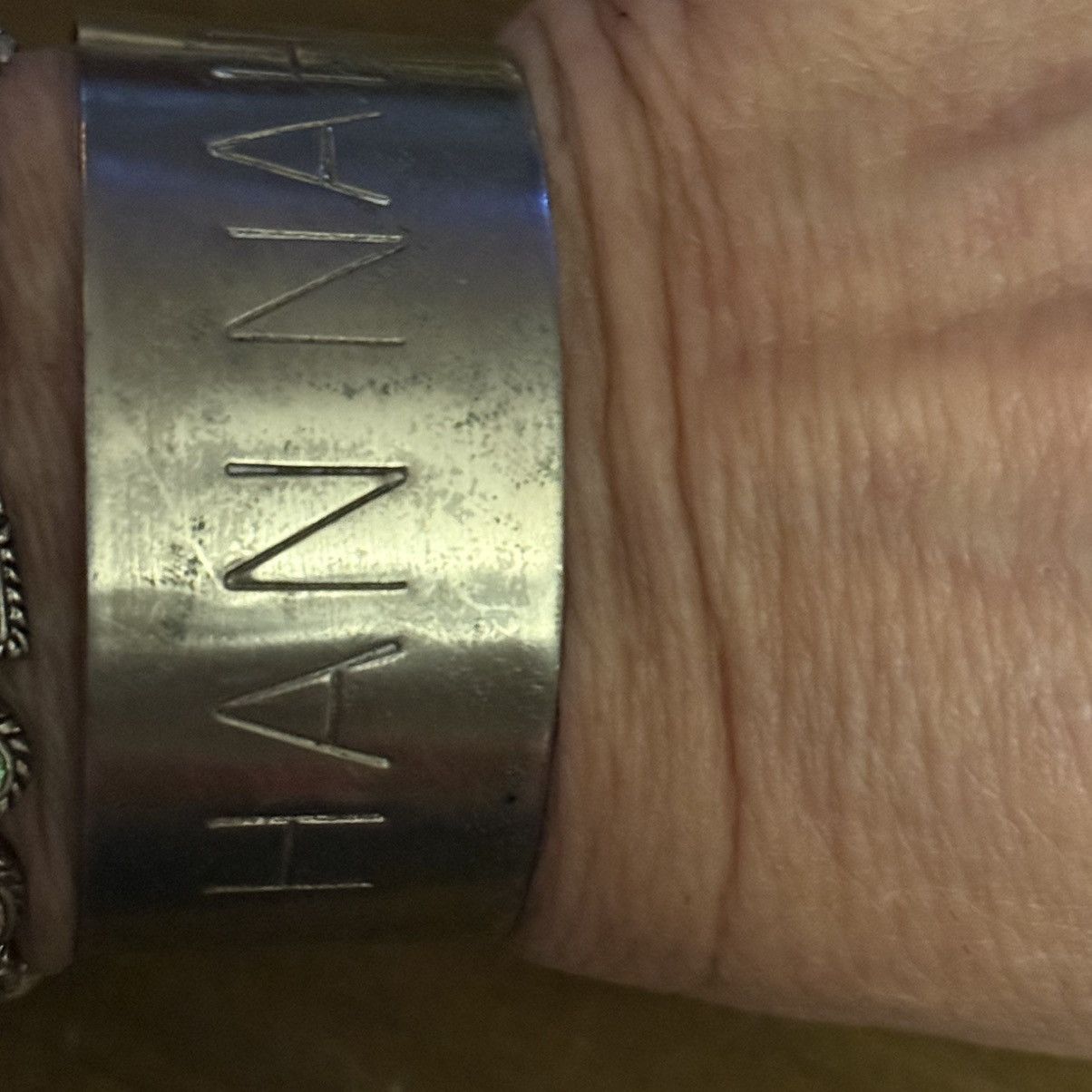 Vintage Vintage wide pewter Hannah name bangle cuff bracelet Size ONE SIZE - 2 Thumbnail