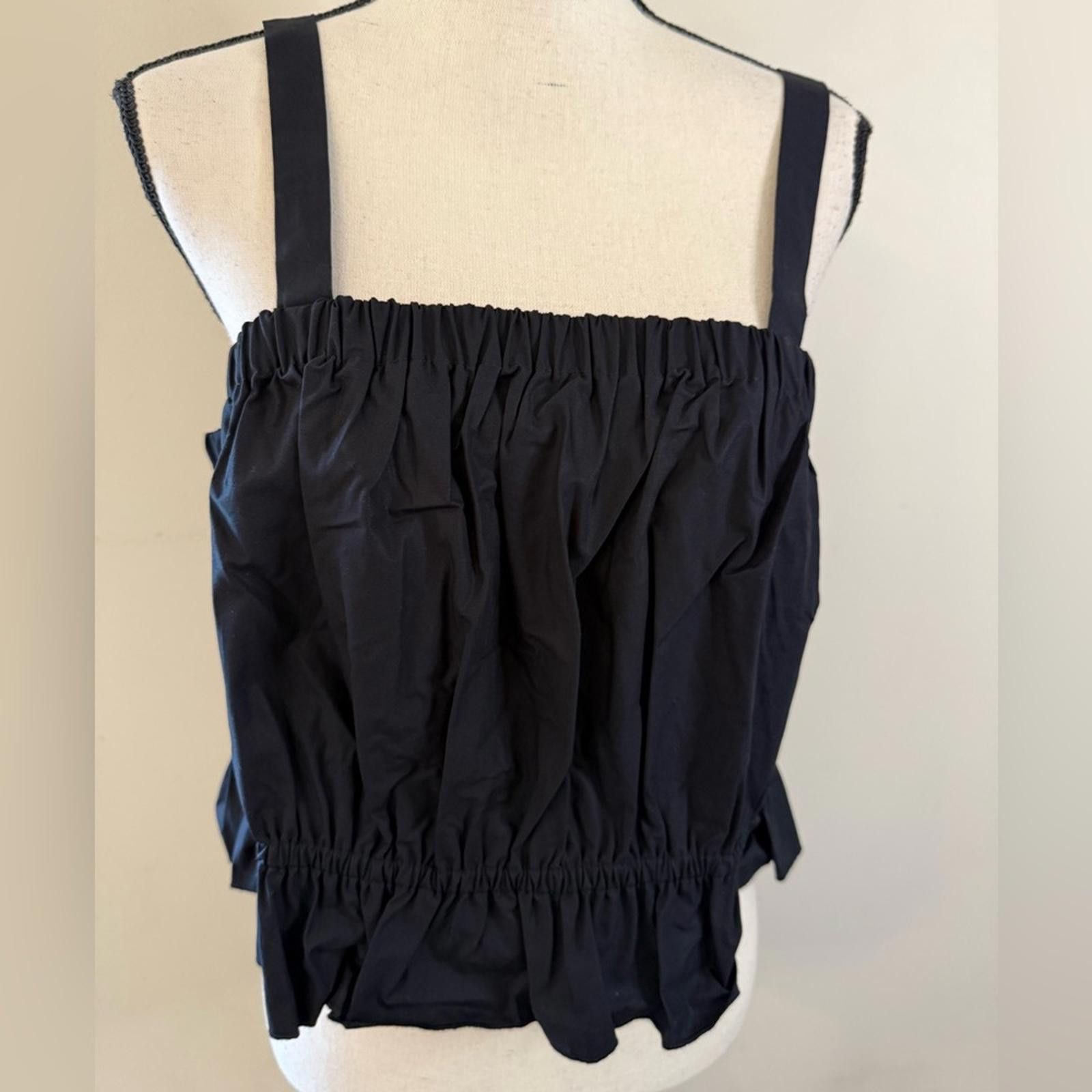 Other Banana Republic Factory ruffled black crop top ruching SZ LG Size L / US 10 / IT 46 - 3 Thumbnail