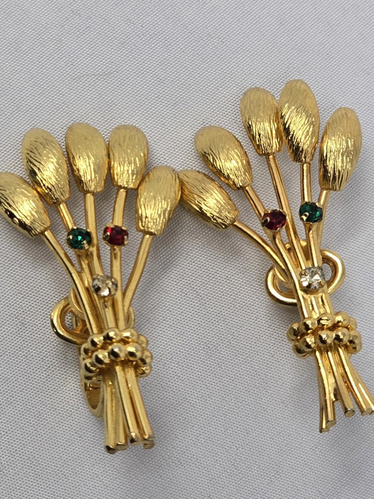 Other Vintage Bergère Gold-Tone Rhinestone Wheat Clip-On Earrings Size ONE SIZE - 1 Thumbnail