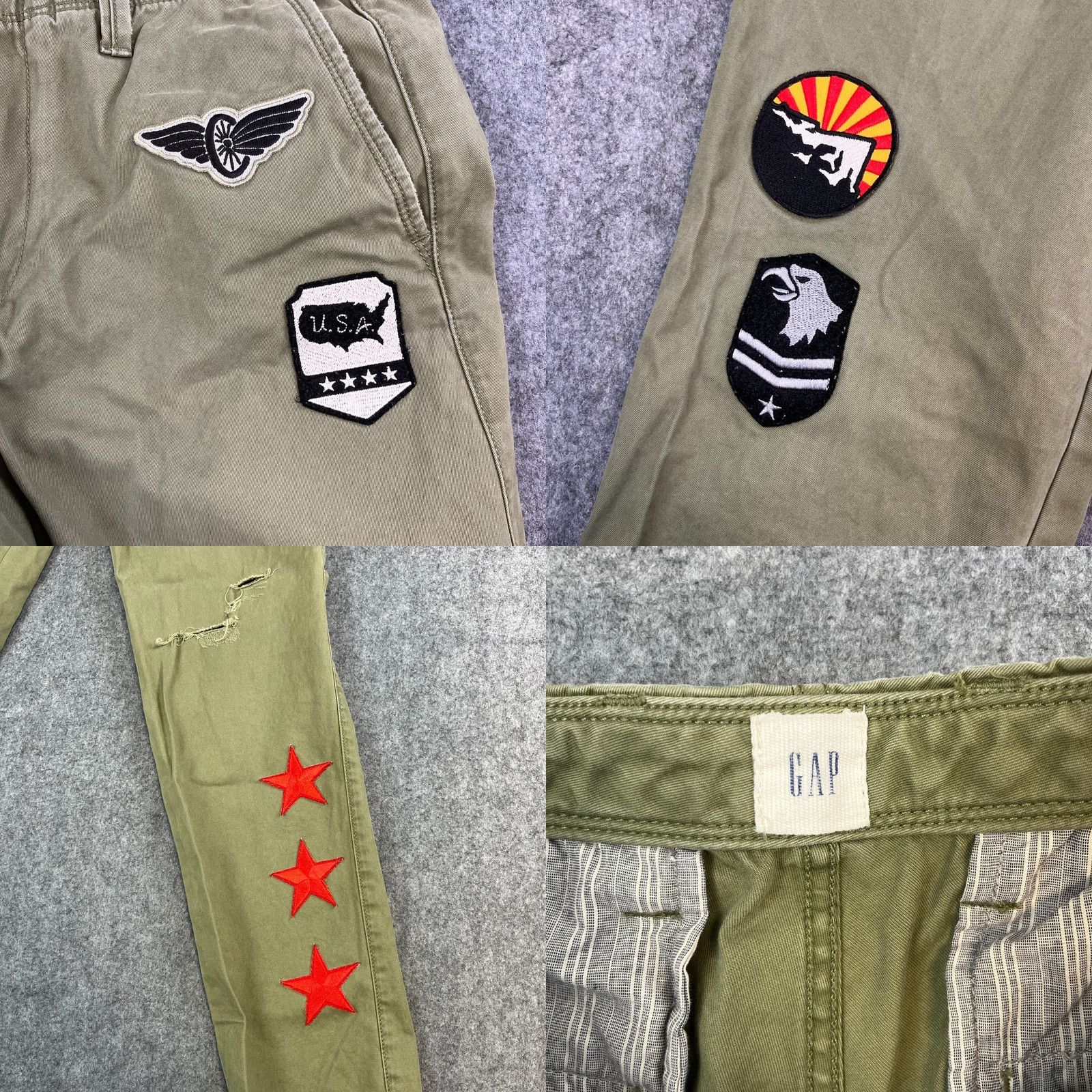 Gap GAP Chino Trousers Pants Slim Tapered Fit 30 Green Applique Patch USA Mens Size US 30 / EU 46 - 8 Thumbnail
