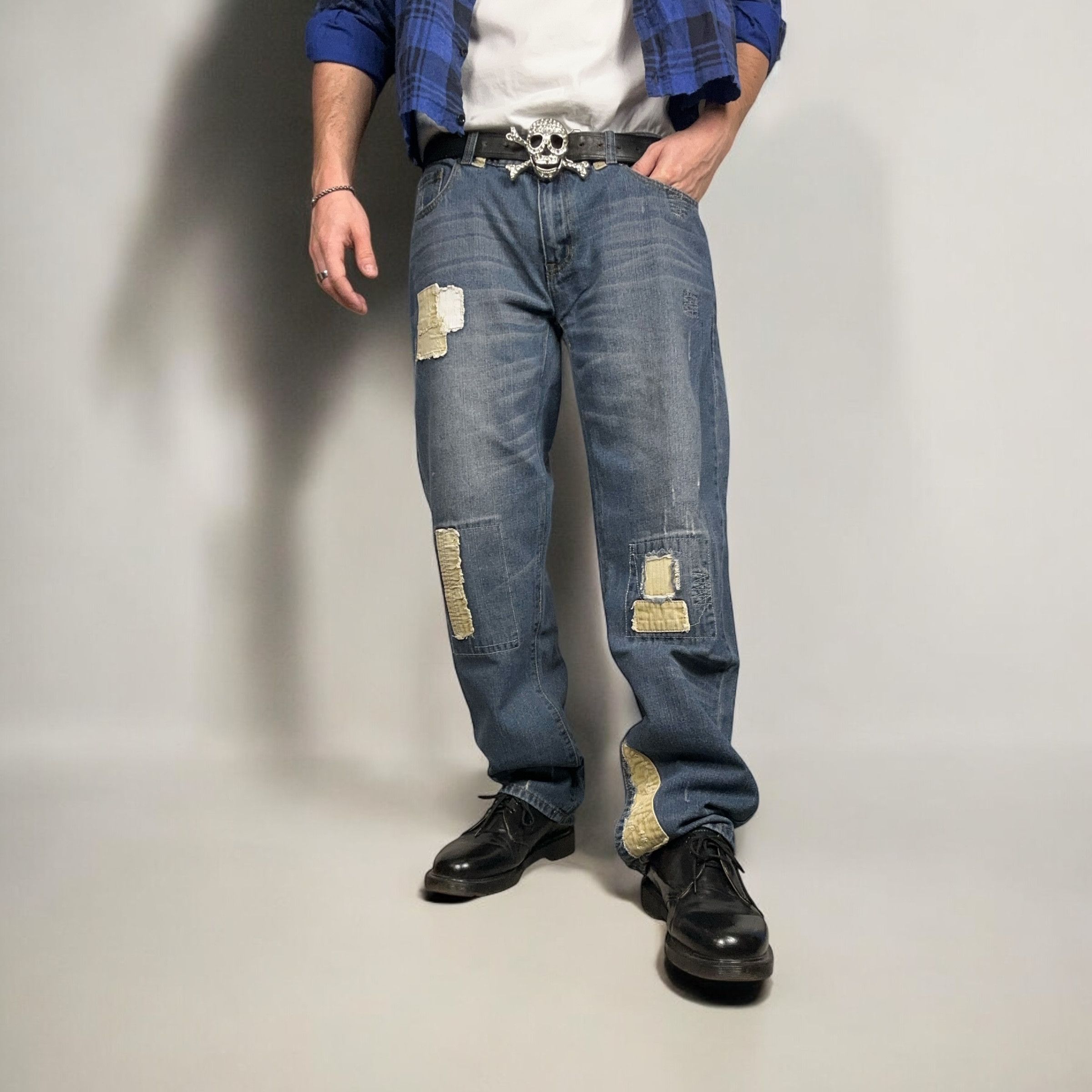 Japanese Brand × Vintage Vintage y2k Baggy Reworked Denim Pants Jeans Washed Size US 36 / EU 52 - 4 Thumbnail